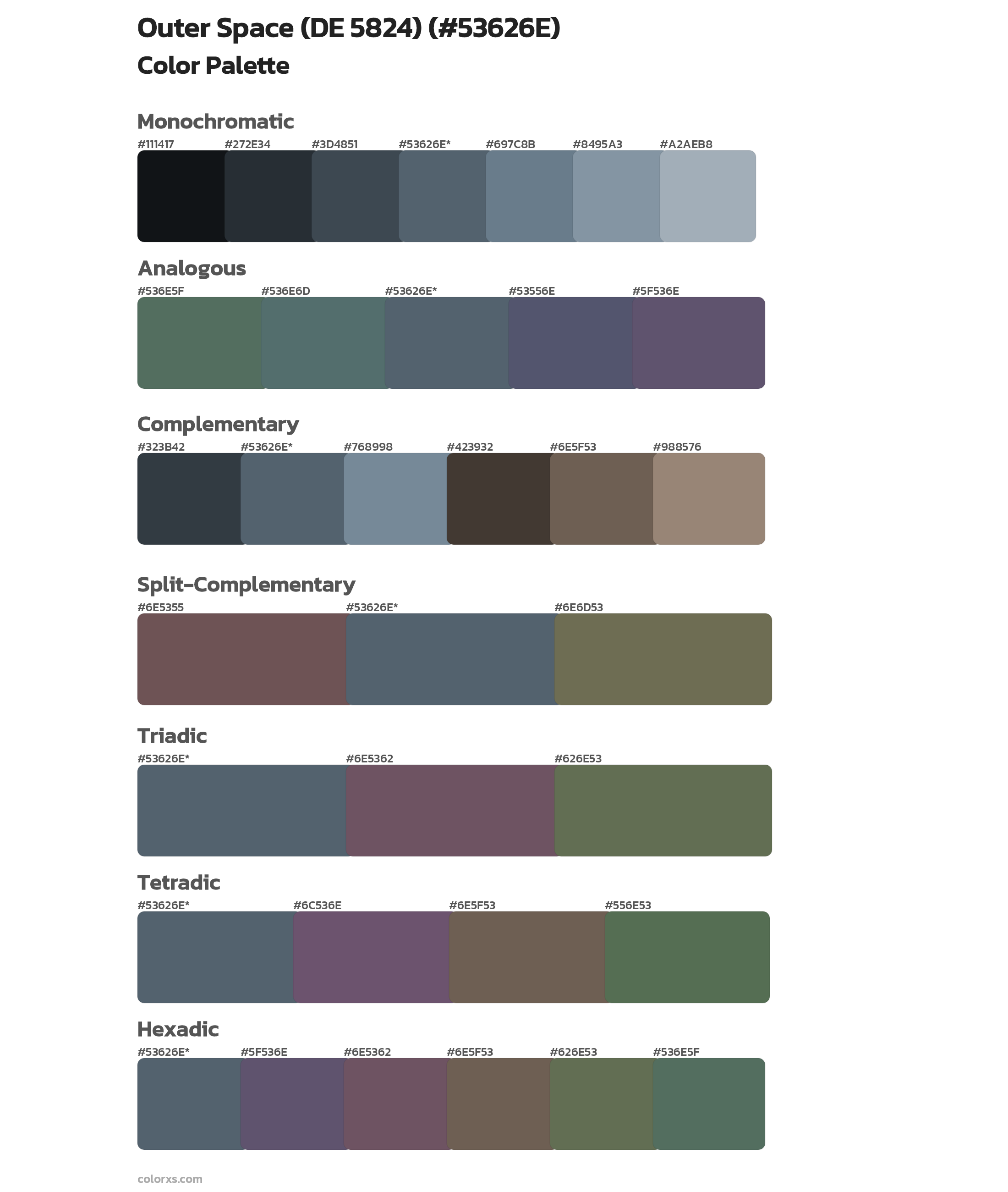 Outer Space (DE 5824) Color Scheme Palettes