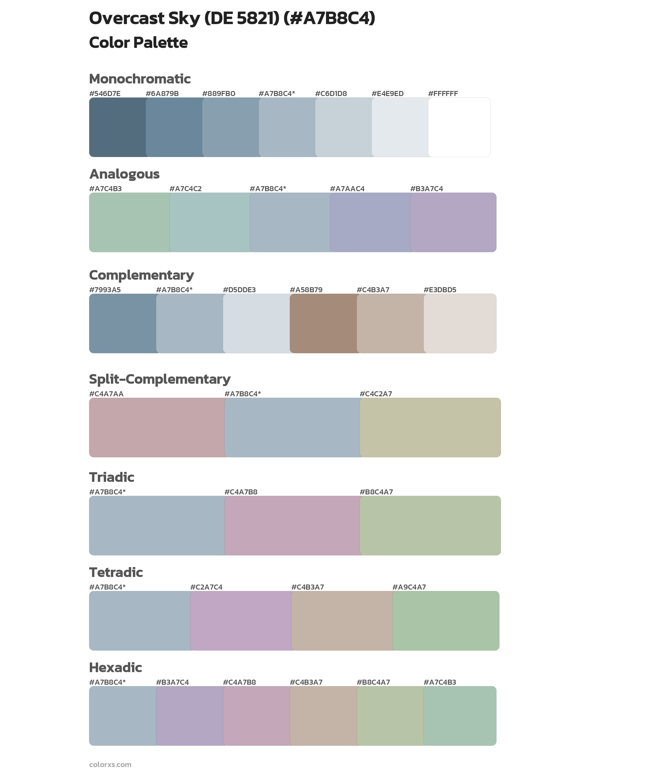 Overcast Sky (DE 5821) Color Scheme Palettes