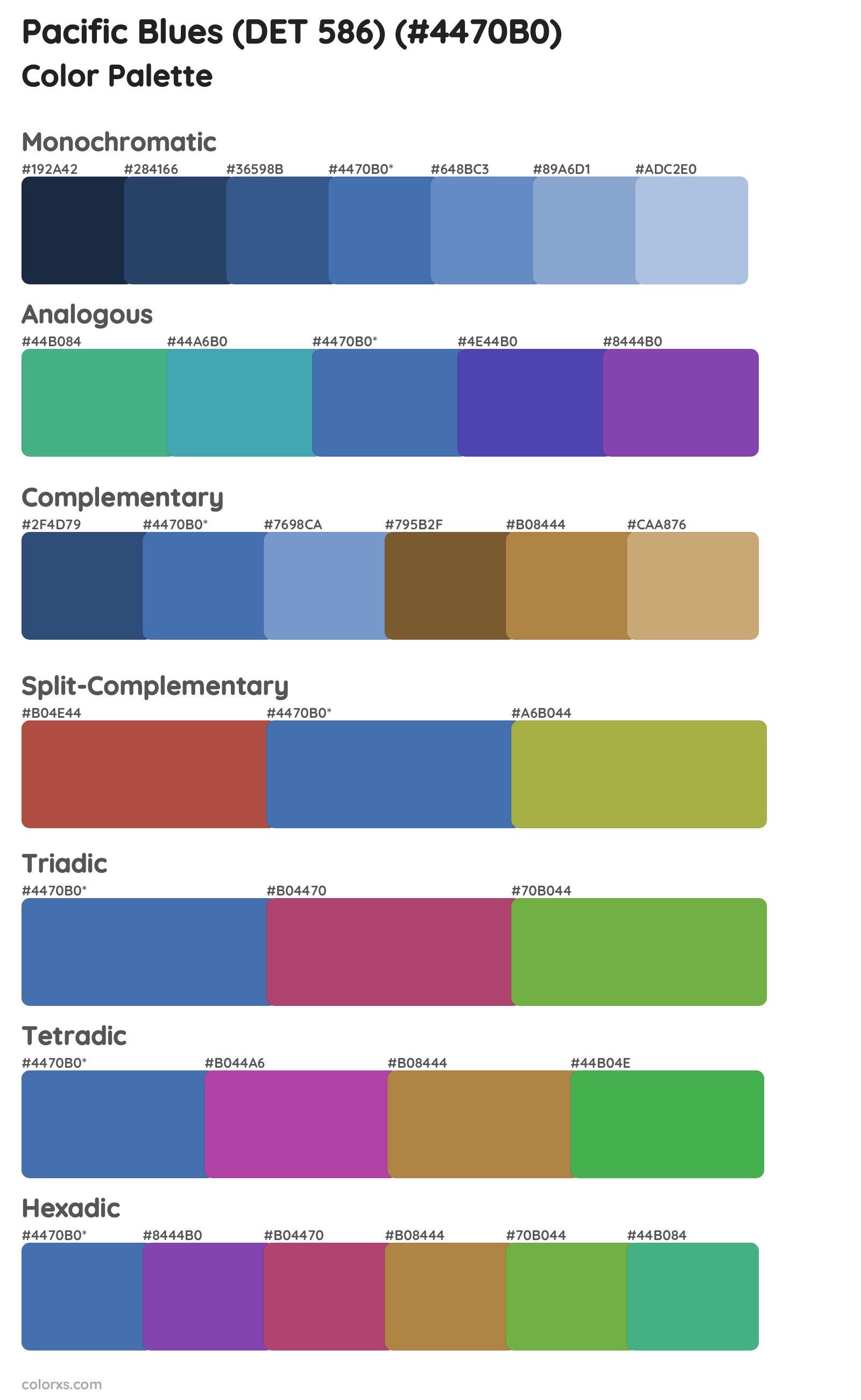 Pacific Blues (DET 586) Color Scheme Palettes