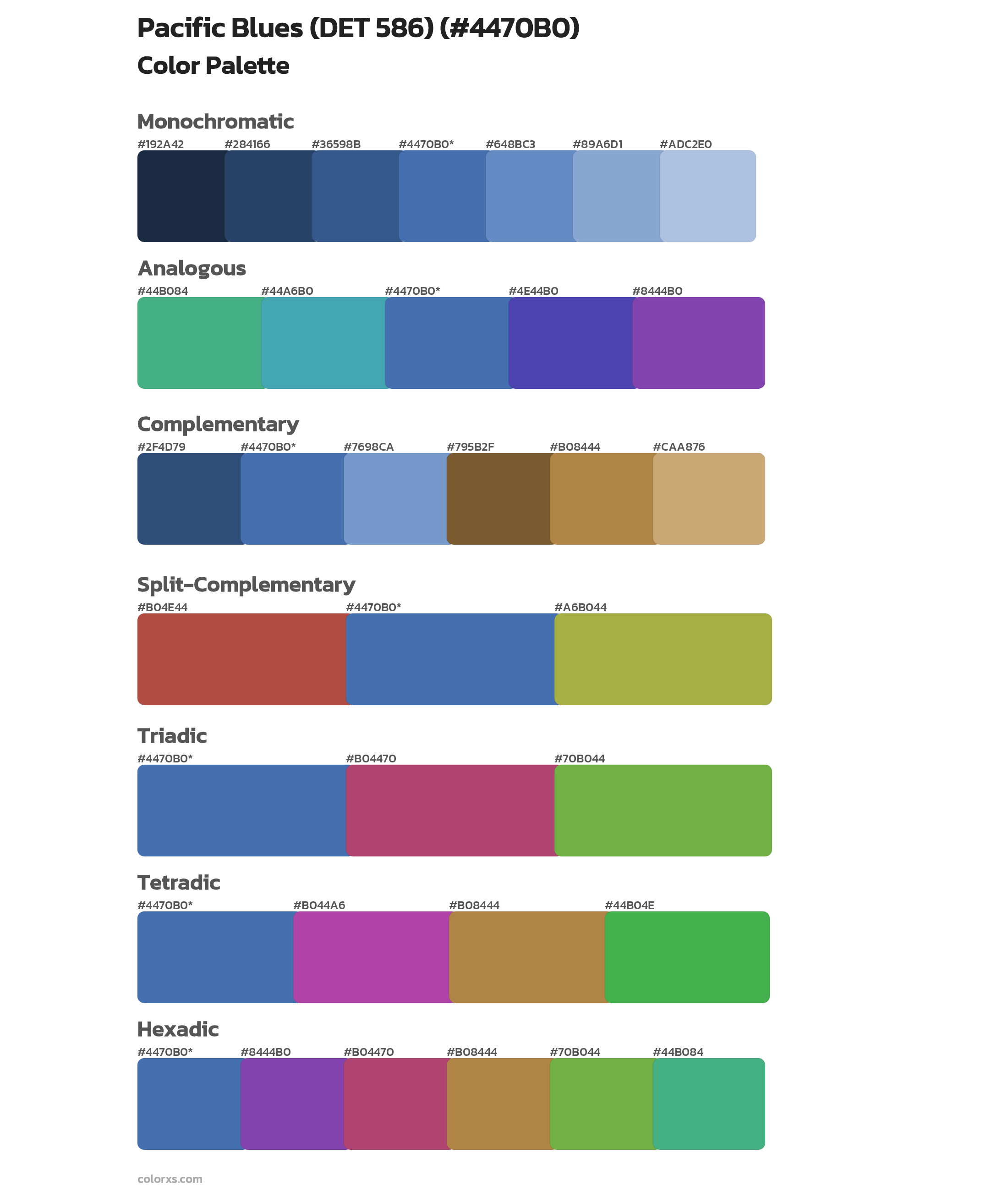 Pacific Blues (DET 586) Color Scheme Palettes