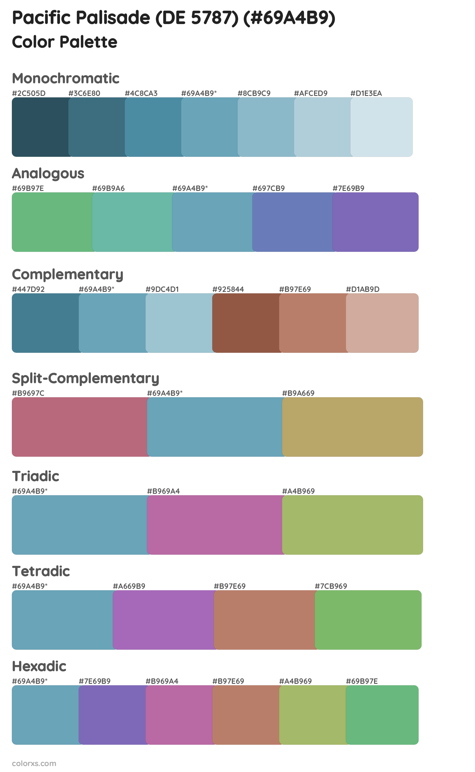 Pacific Palisade (DE 5787) Color Scheme Palettes