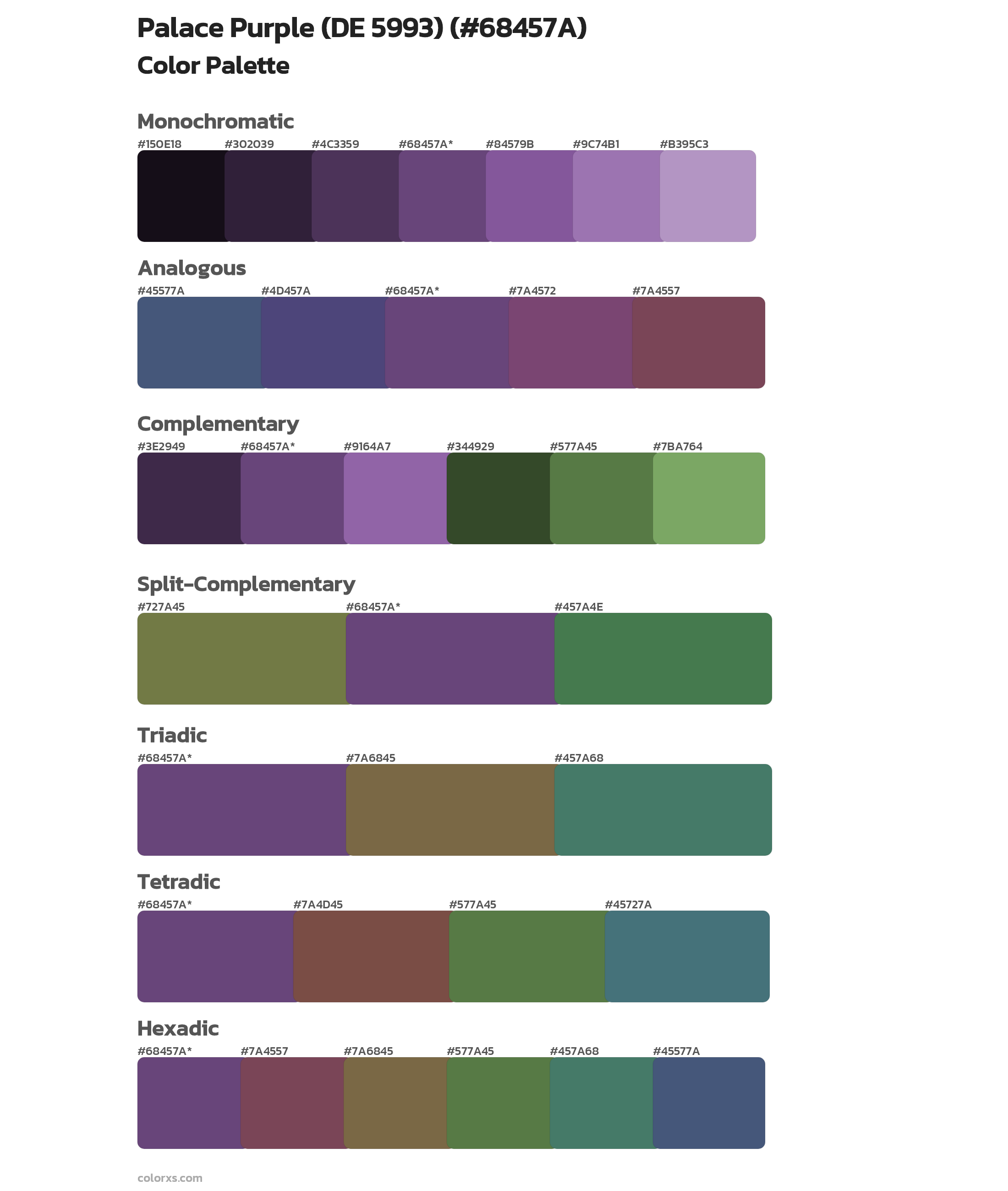 Palace Purple (DE 5993) Color Scheme Palettes