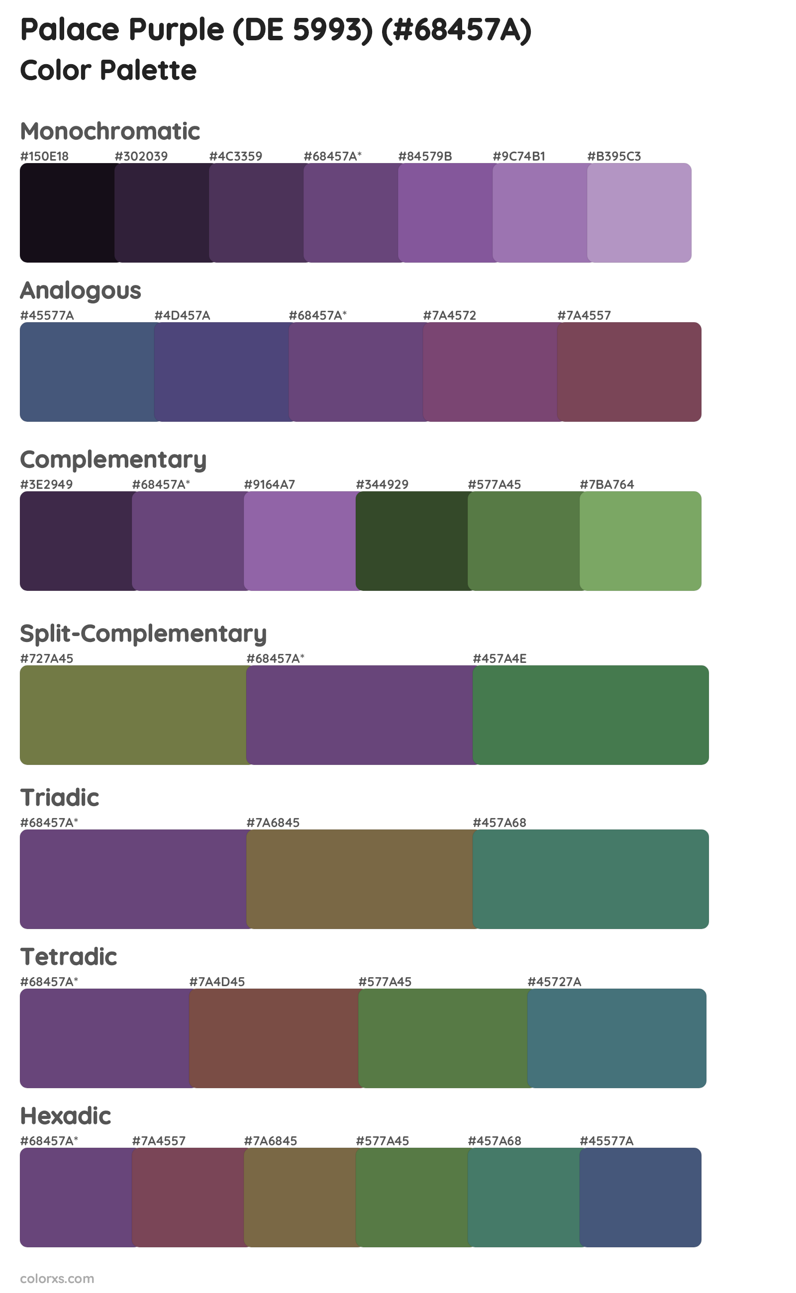 Palace Purple (DE 5993) Color Scheme Palettes
