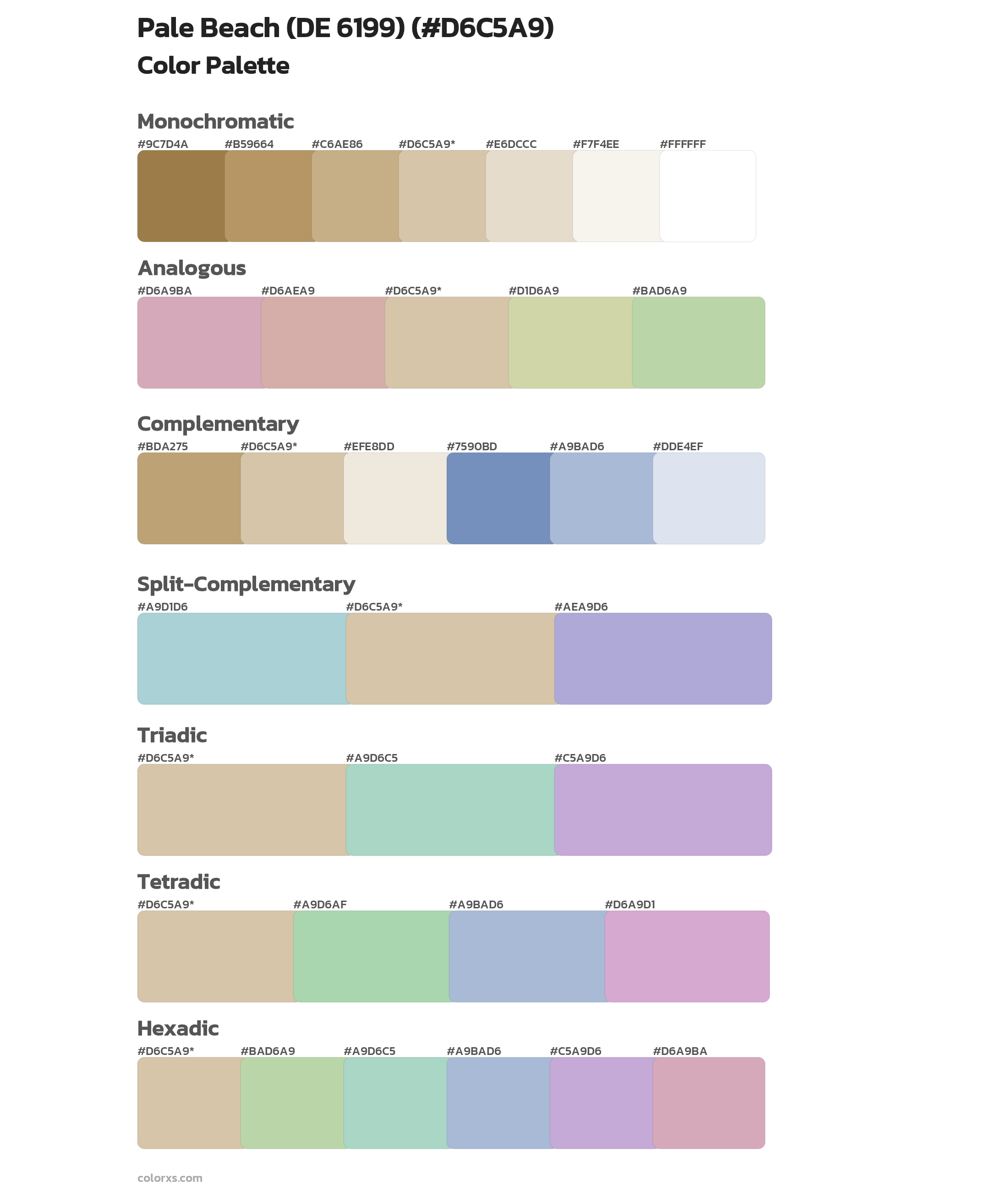 Pale Beach (DE 6199) Color Scheme Palettes