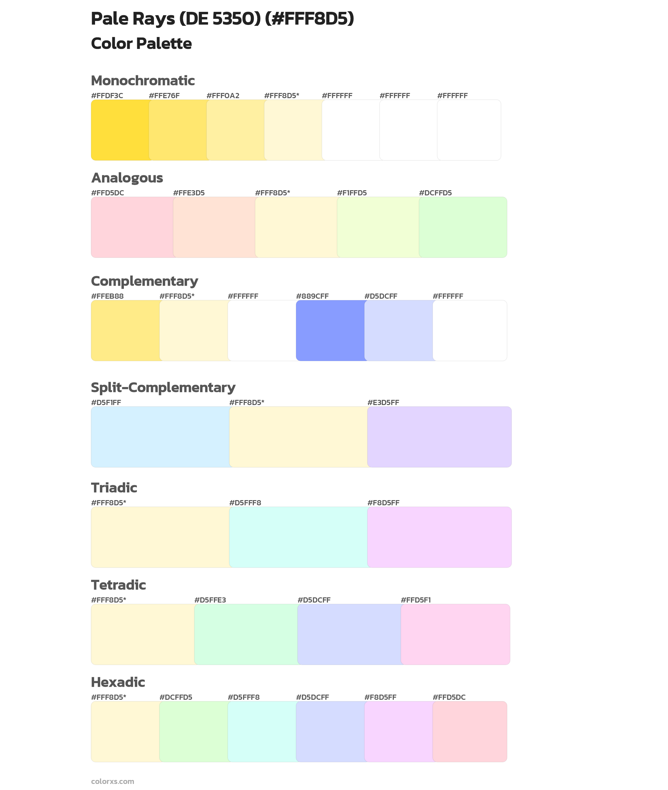 Pale Rays (DE 5350) Color Scheme Palettes