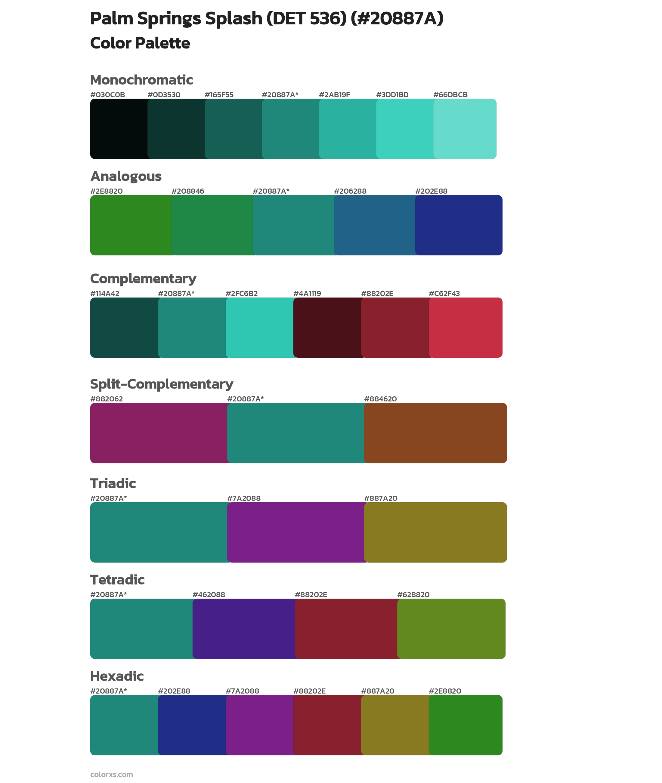 Palm Springs Splash (DET 536) Color Scheme Palettes