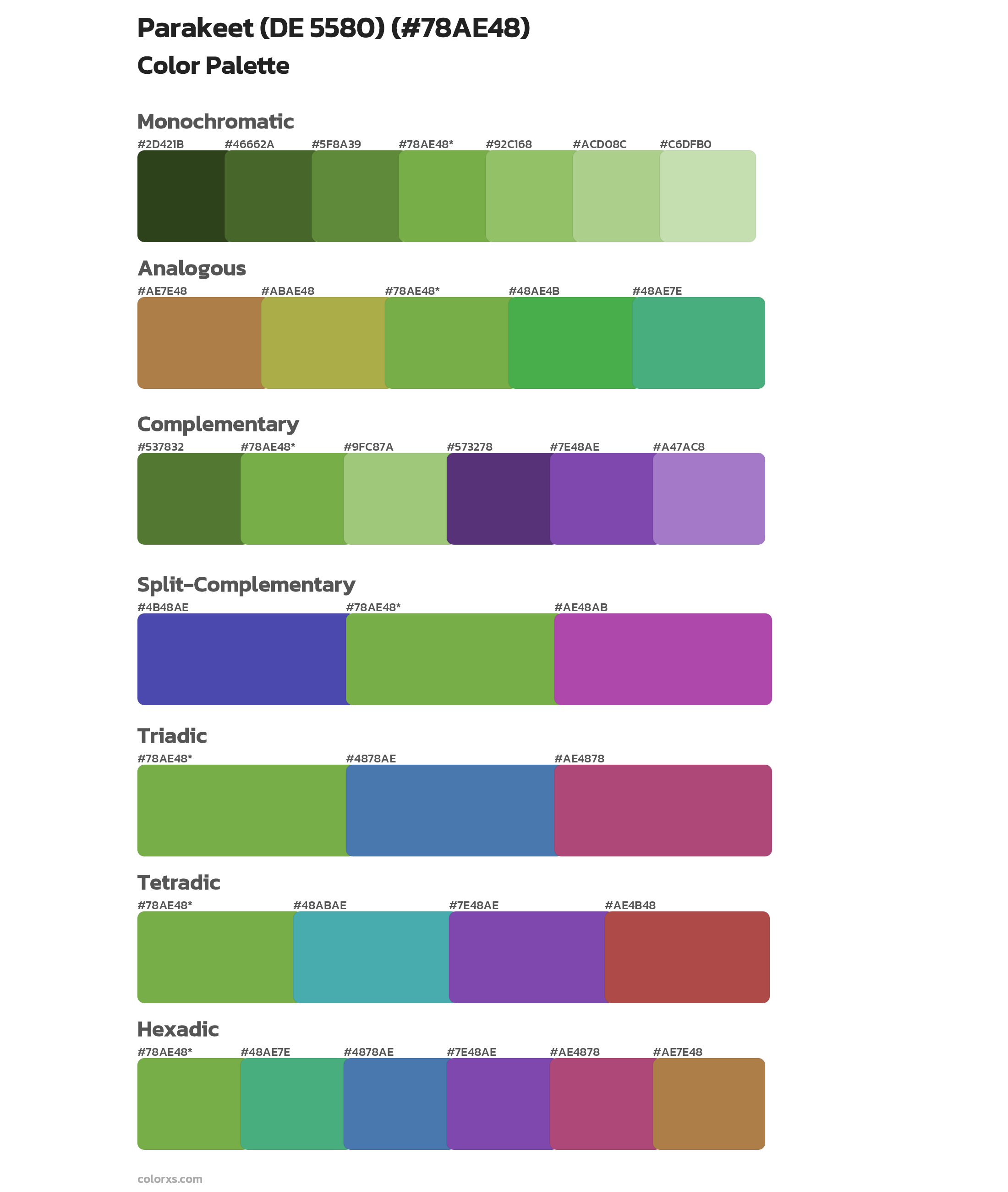 Parakeet (DE 5580) Color Scheme Palettes