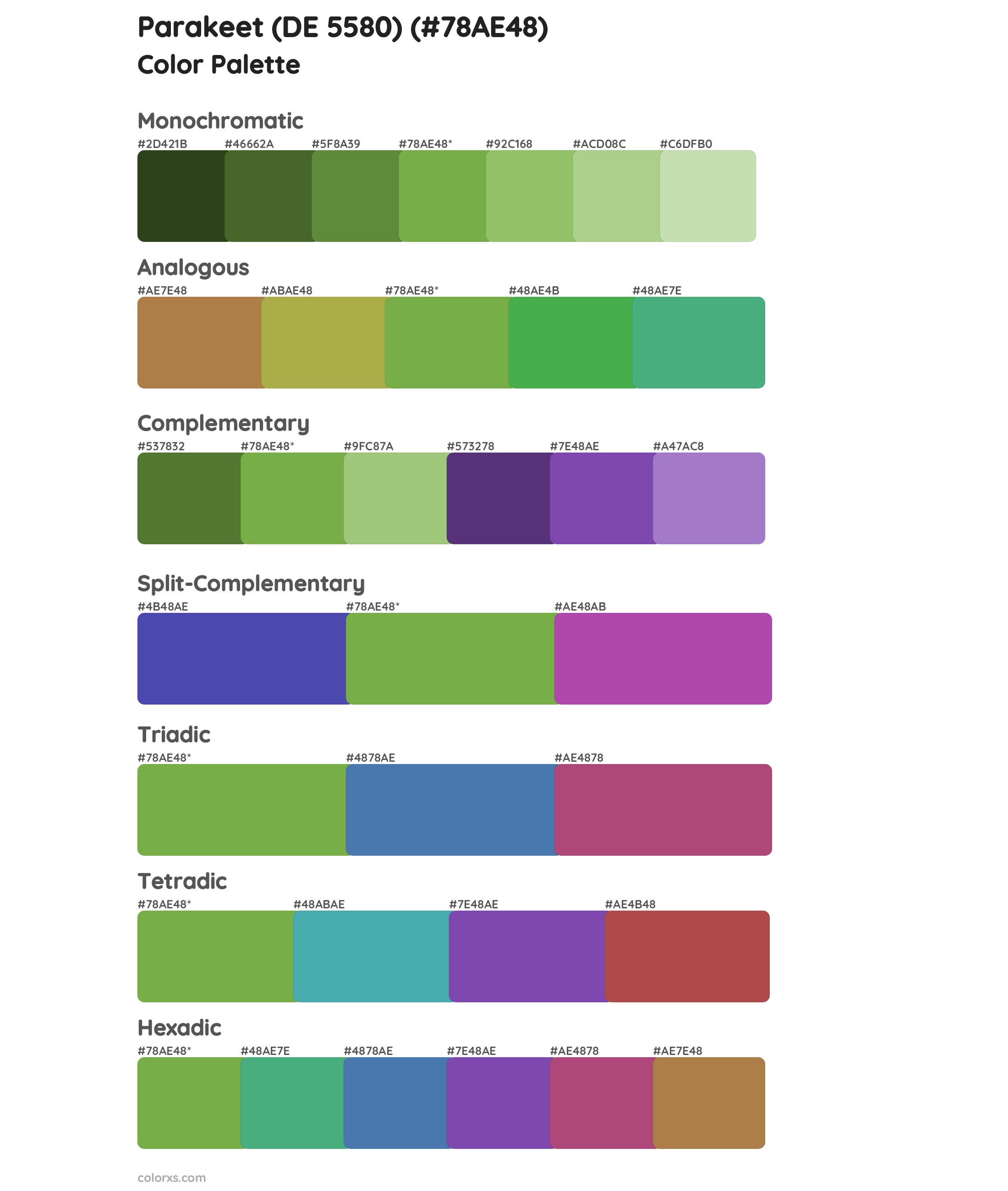 Parakeet (DE 5580) Color Scheme Palettes