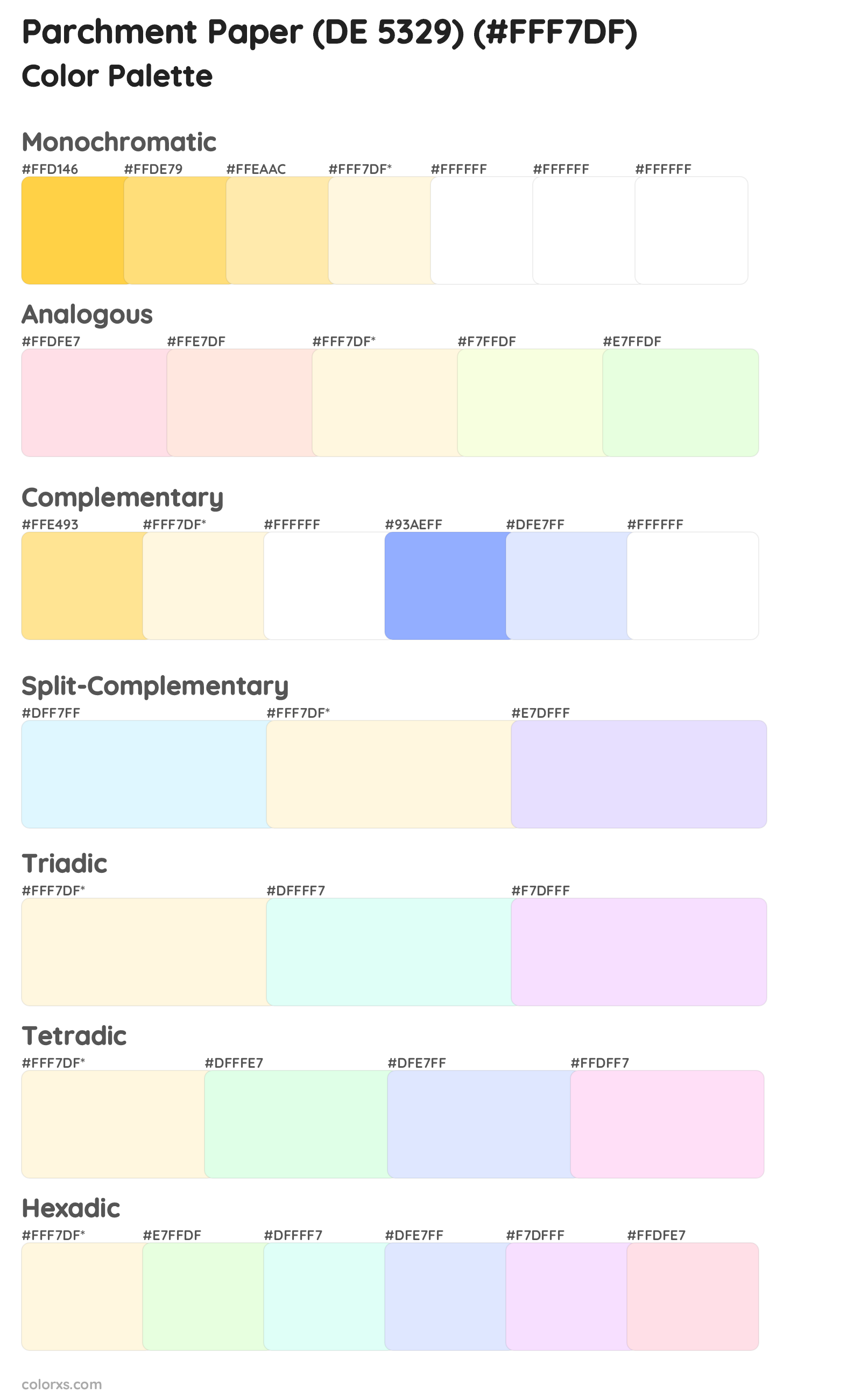 Parchment Paper (DE 5329) Color Scheme Palettes