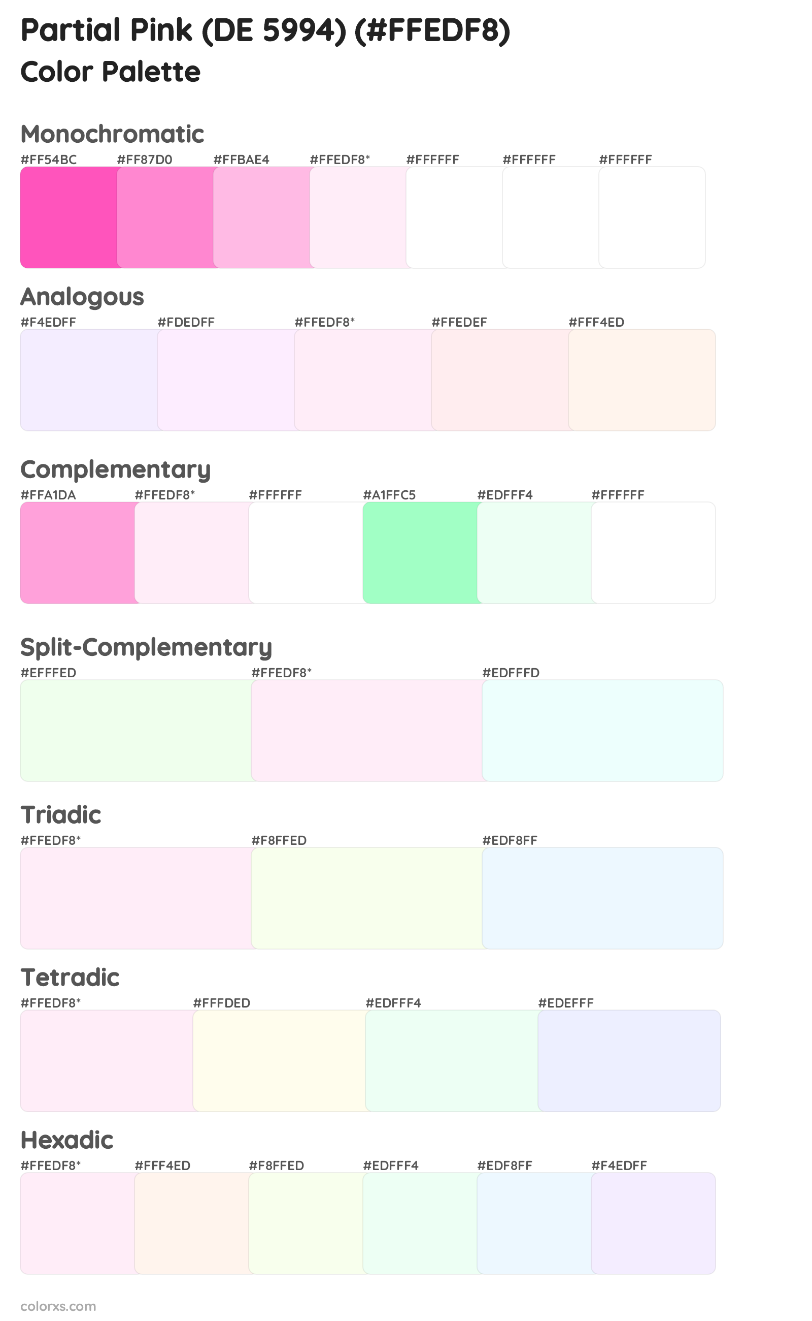 Partial Pink (DE 5994) Color Scheme Palettes