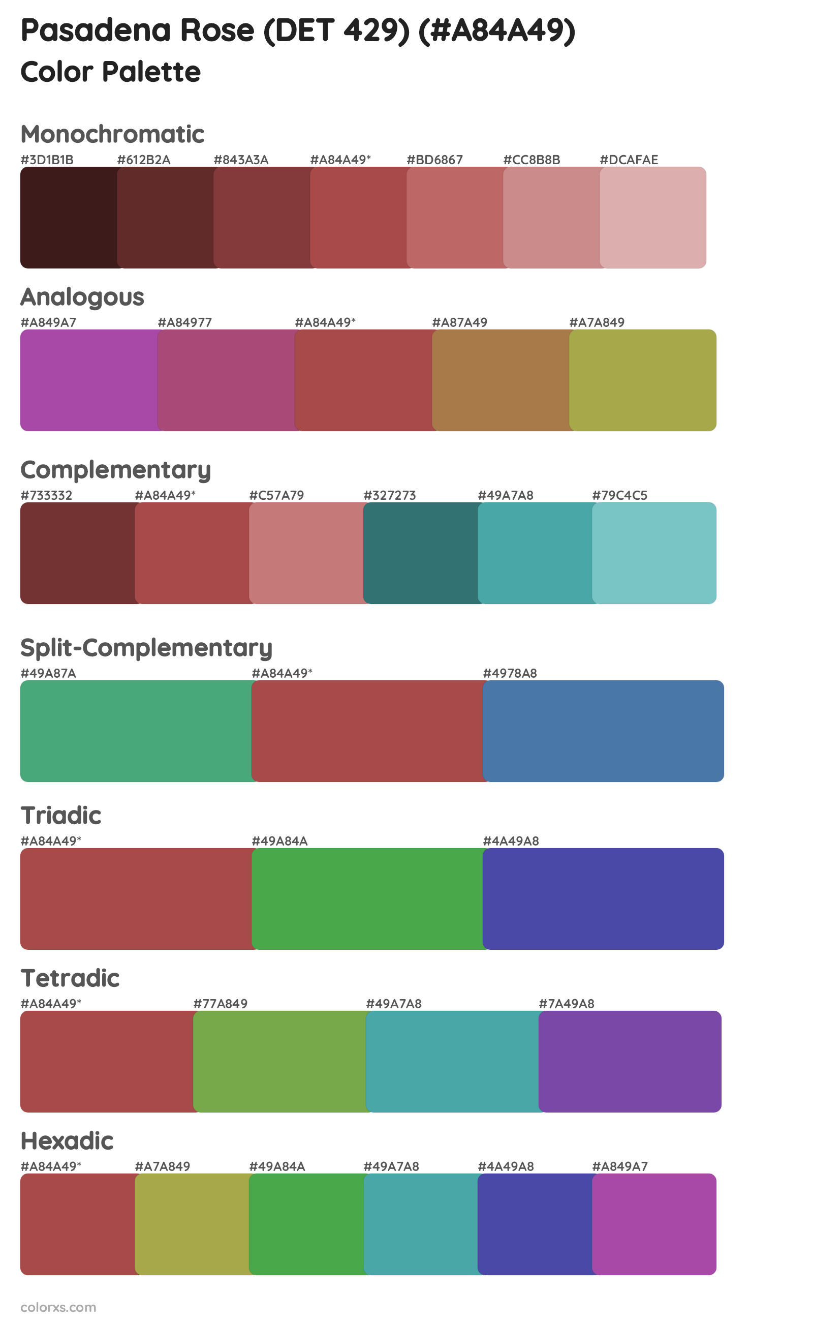 Pasadena Rose (DET 429) Color Scheme Palettes
