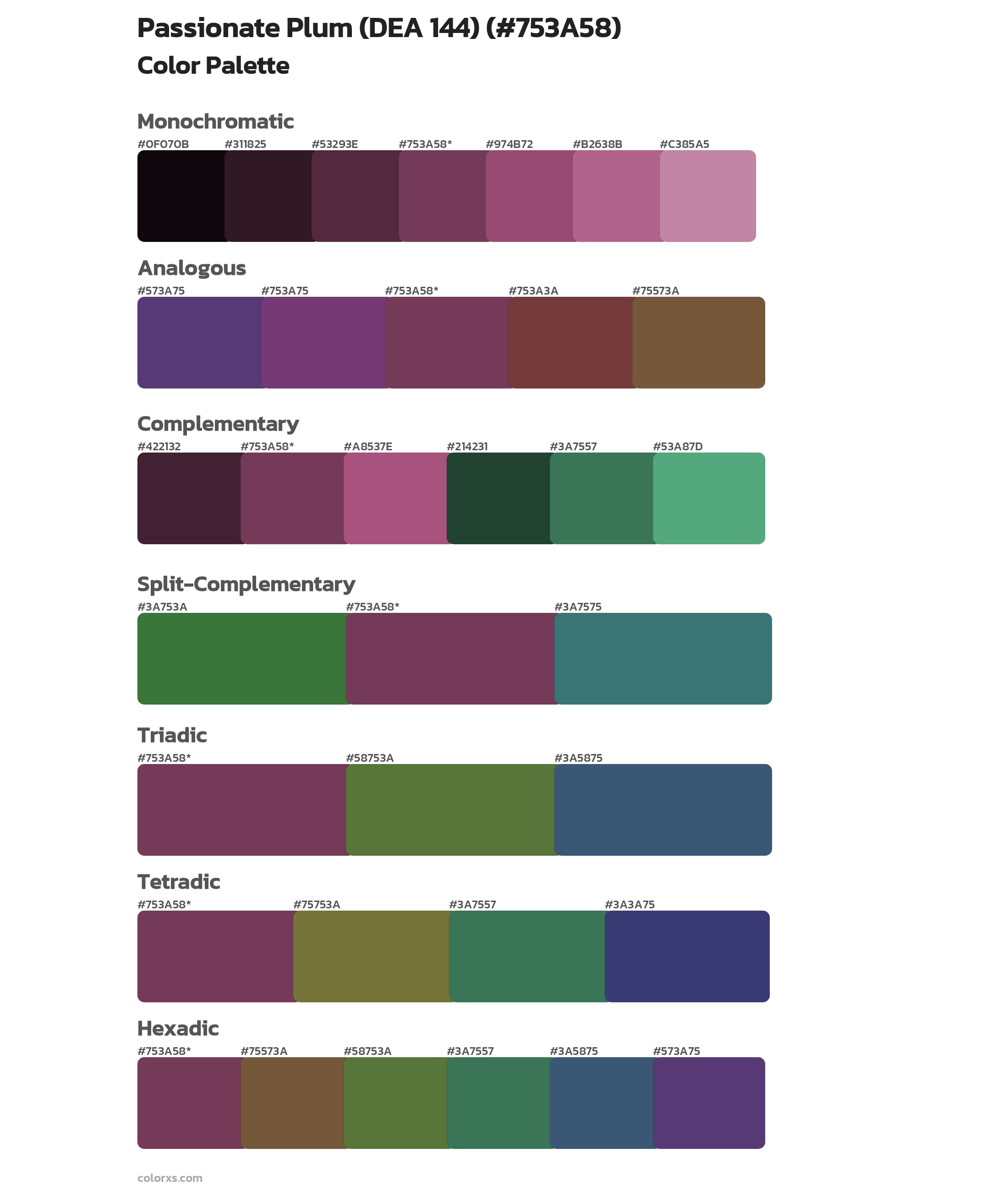 Passionate Plum (DEA 144) Color Scheme Palettes