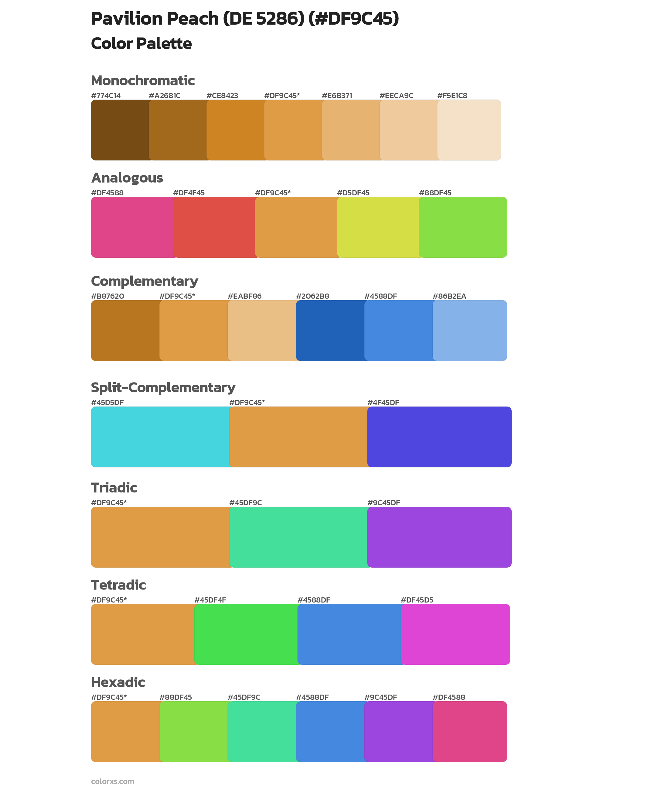 Pavilion Peach (DE 5286) Color Scheme Palettes