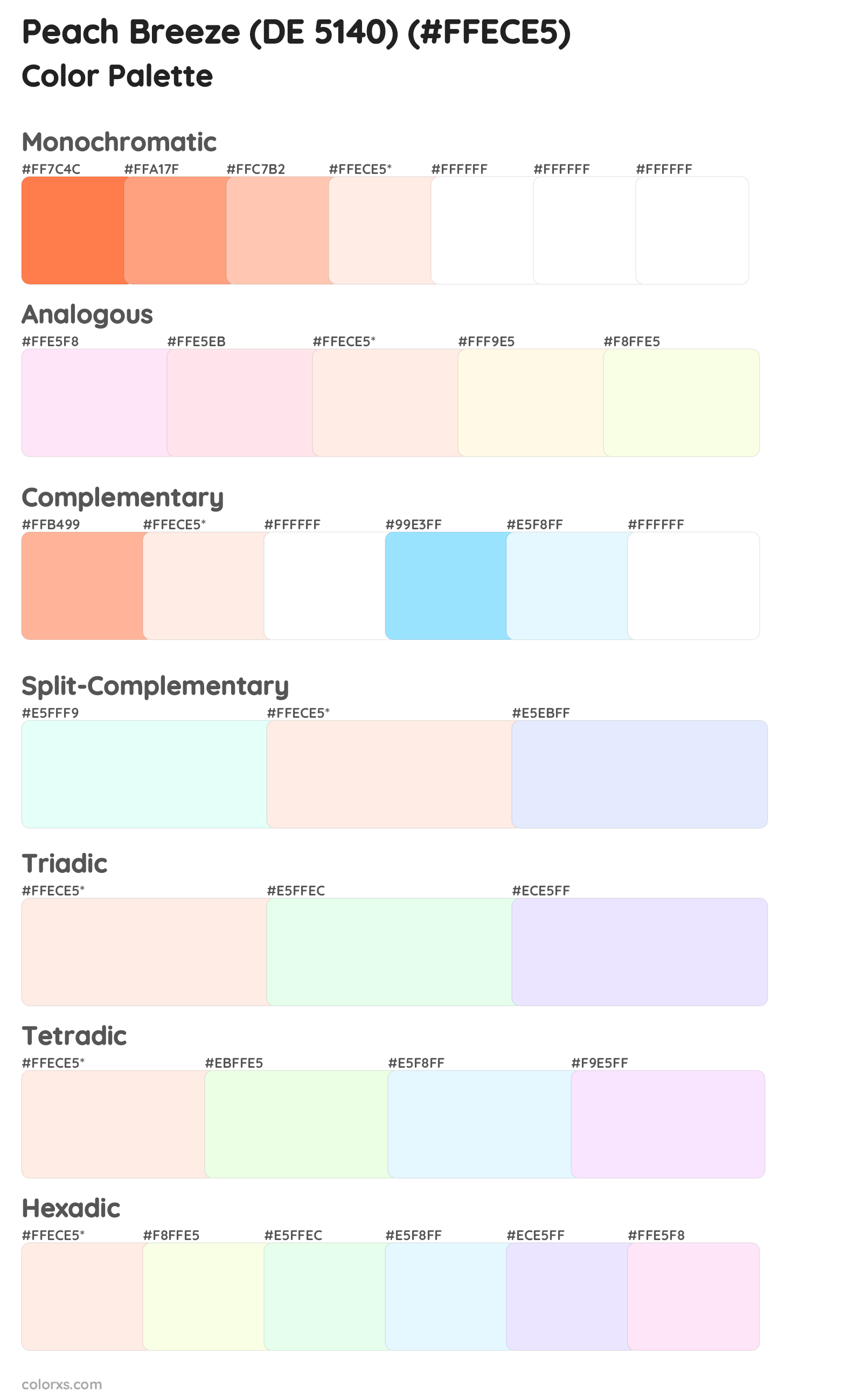 Peach Breeze (DE 5140) Color Scheme Palettes