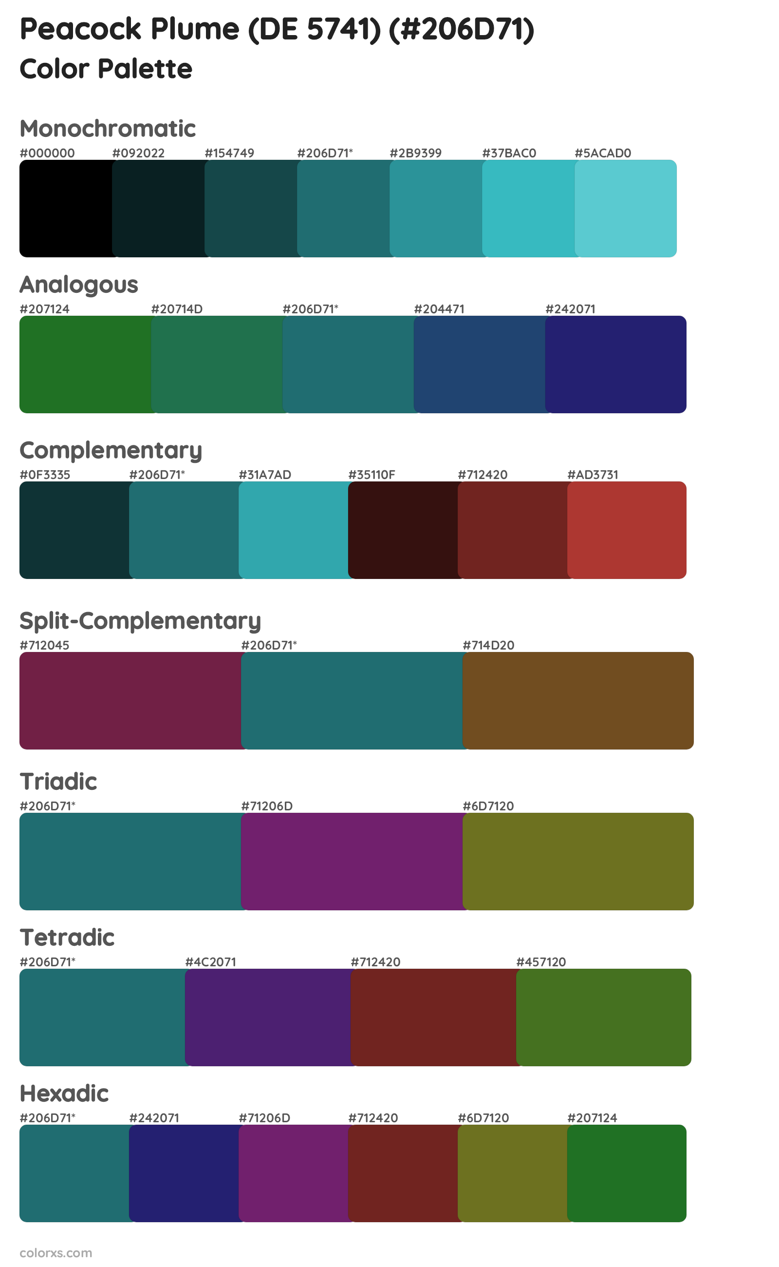 Peacock Plume (DE 5741) Color Scheme Palettes