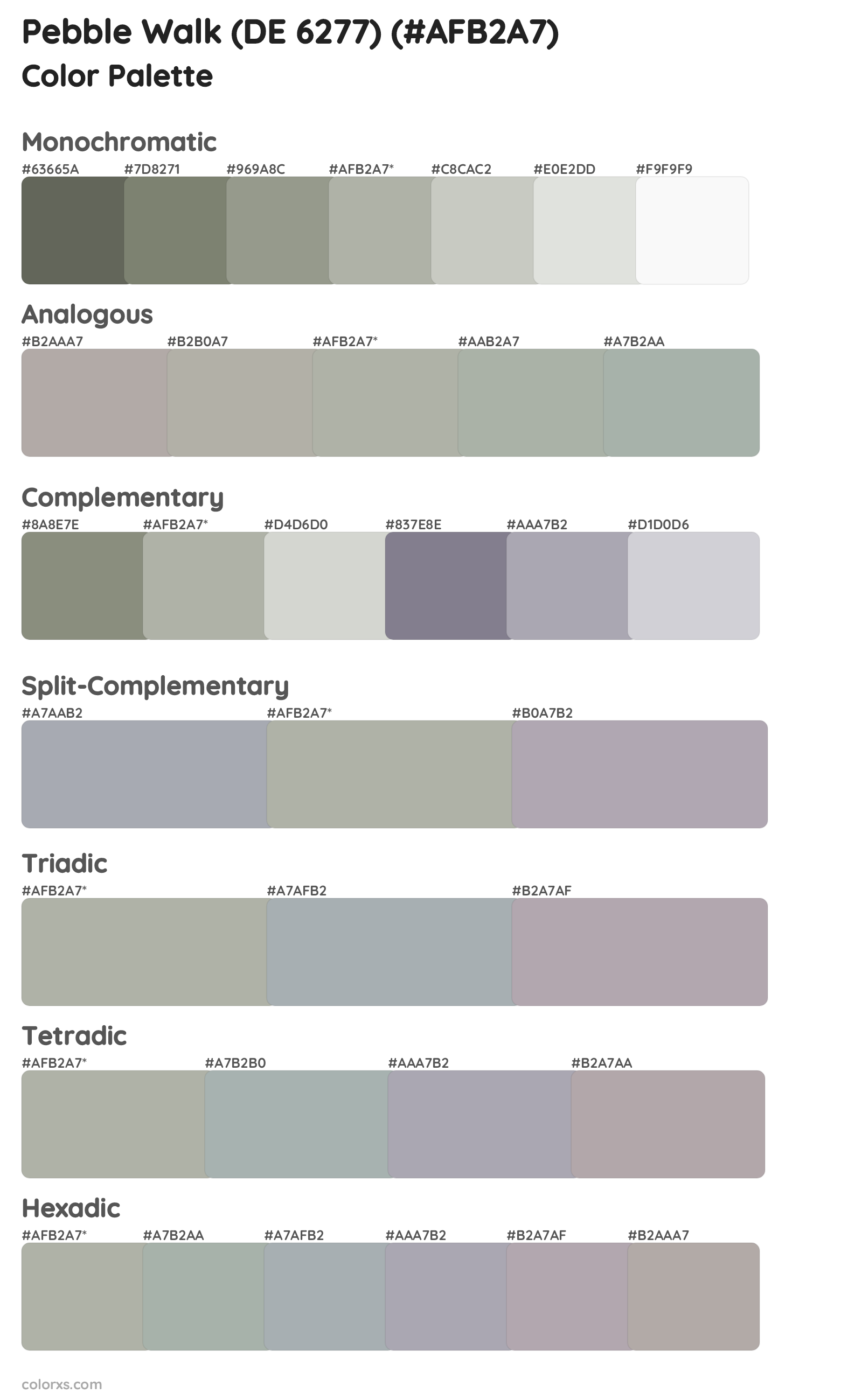 Pebble Walk (DE 6277) Color Scheme Palettes