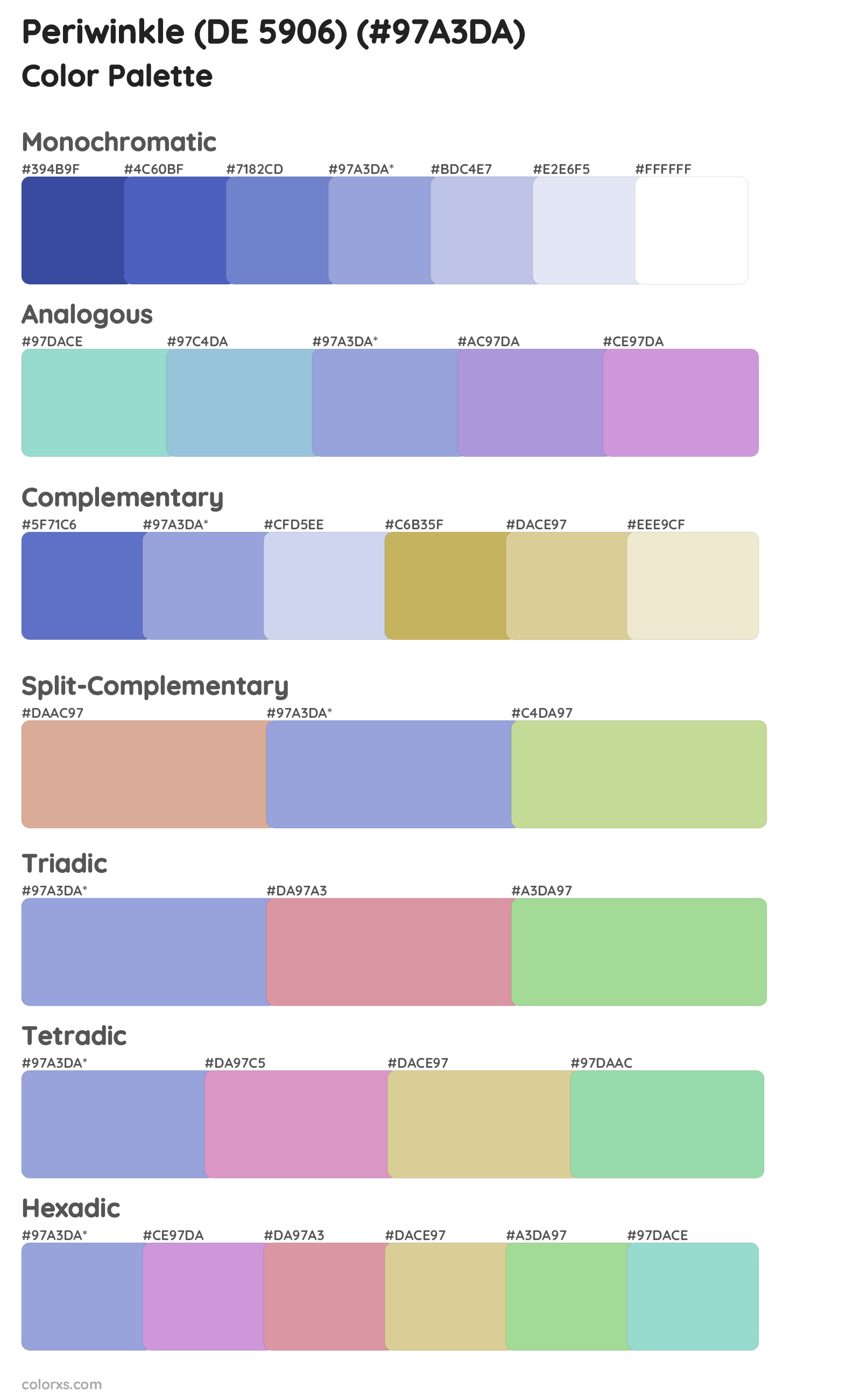 Periwinkle (DE 5906) Color Scheme Palettes