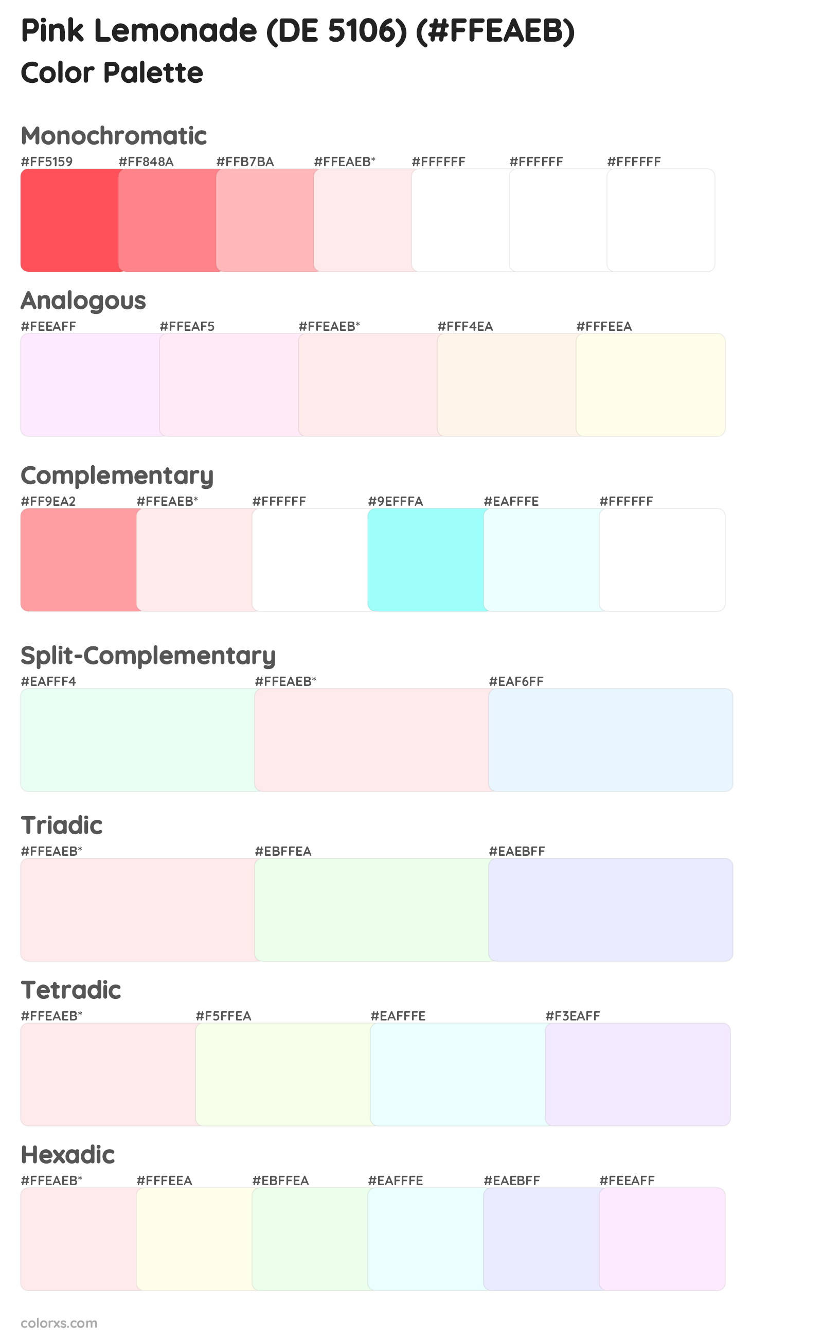 Pink Lemonade (DE 5106) Color Scheme Palettes