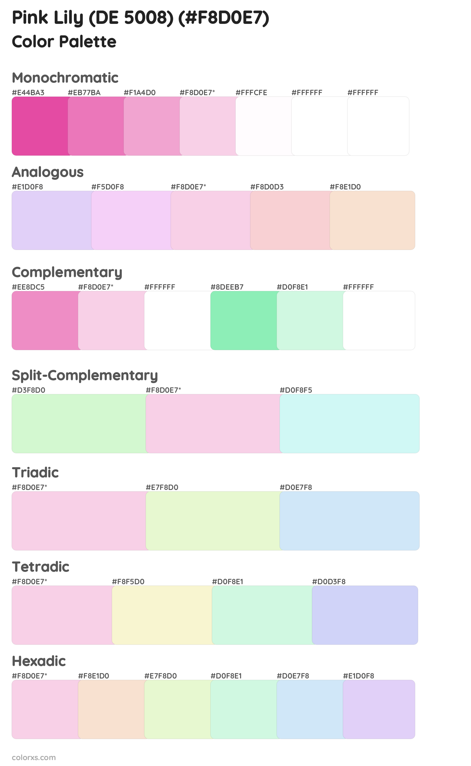 Pink Lily (DE 5008) Color Scheme Palettes