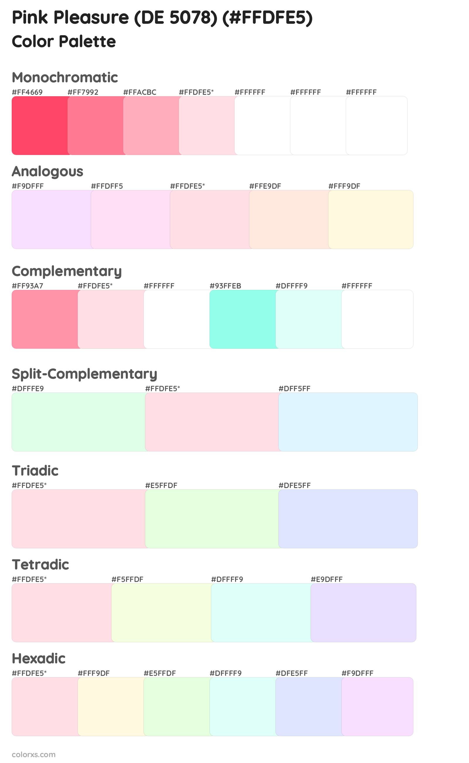 Pink Pleasure (DE 5078) Color Scheme Palettes