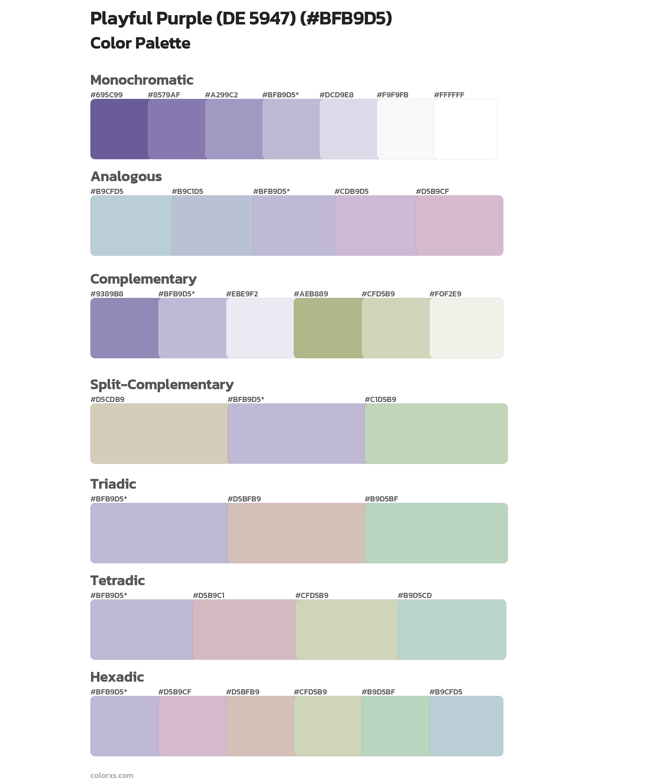 Playful Purple (DE 5947) Color Scheme Palettes