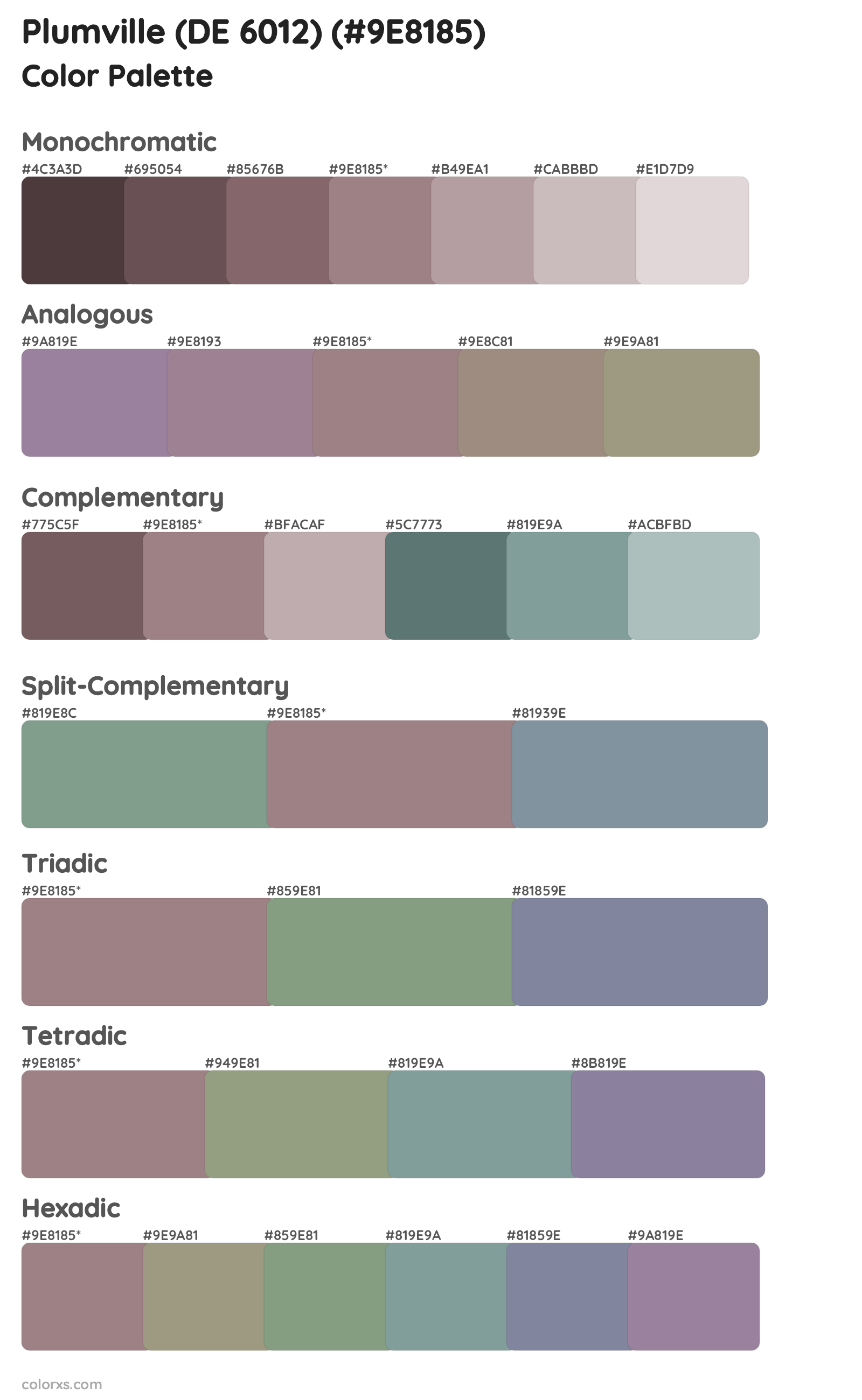 Plumville (DE 6012) Color Scheme Palettes