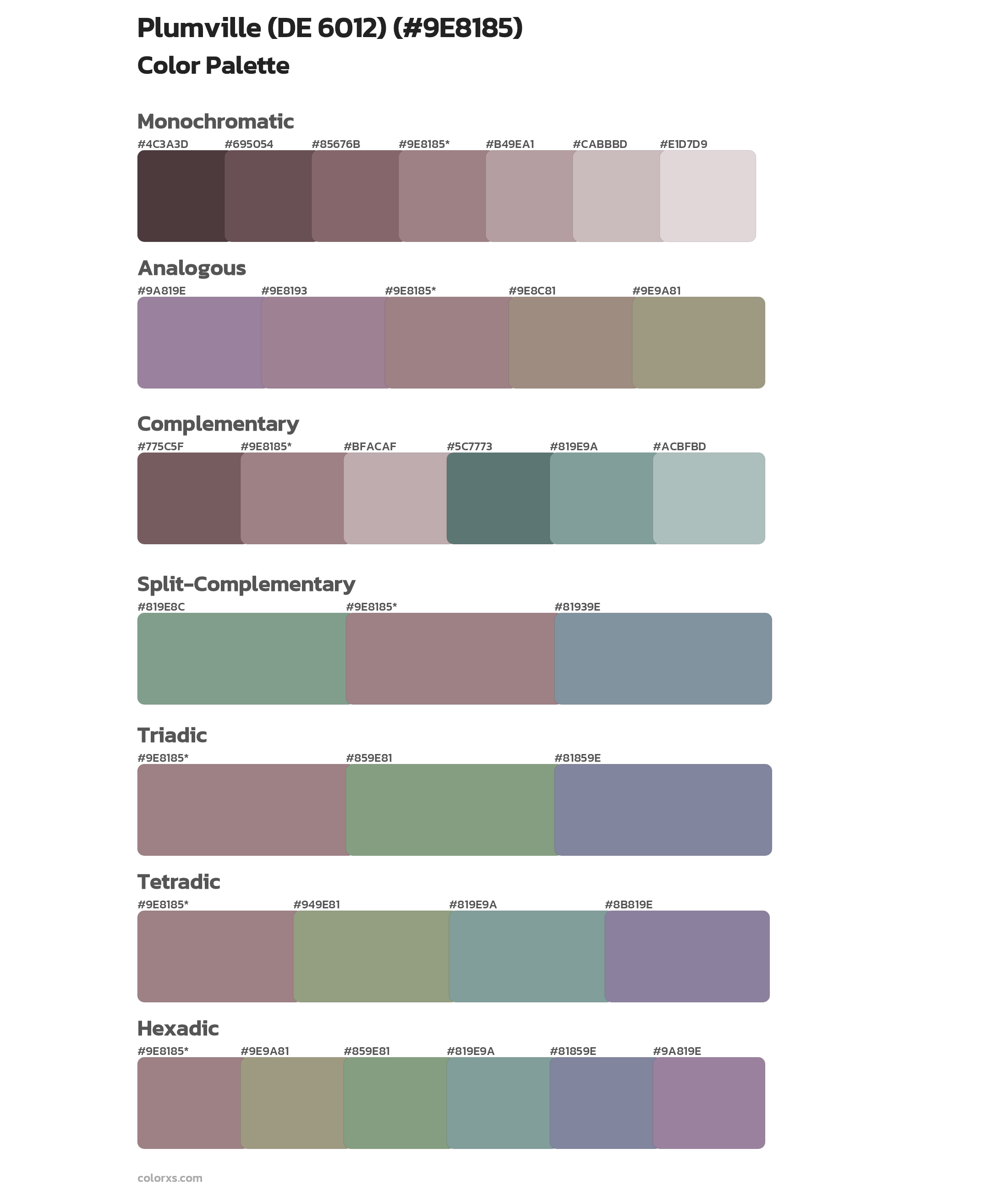 Plumville (DE 6012) Color Scheme Palettes