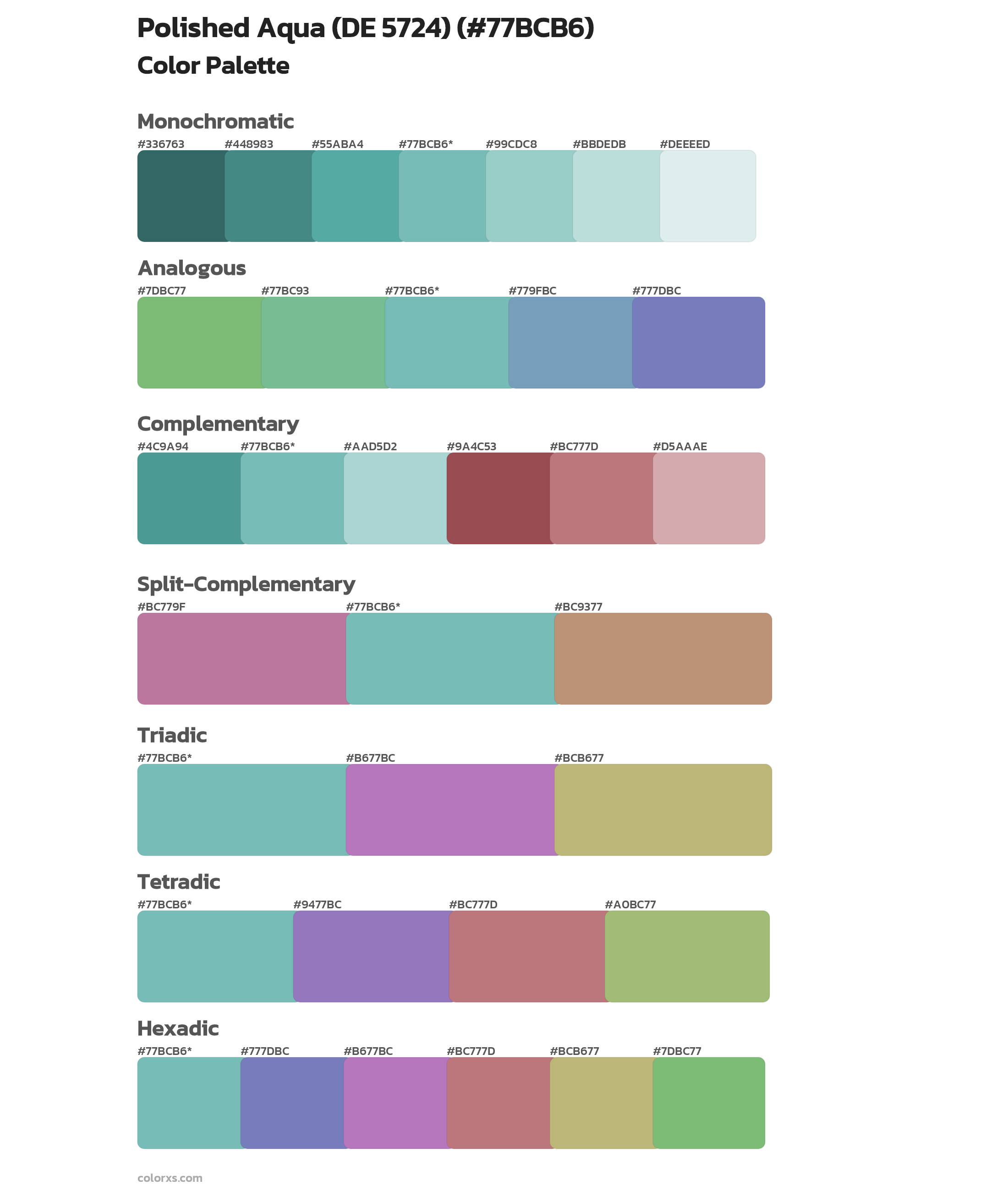 Polished Aqua (DE 5724) Color Scheme Palettes