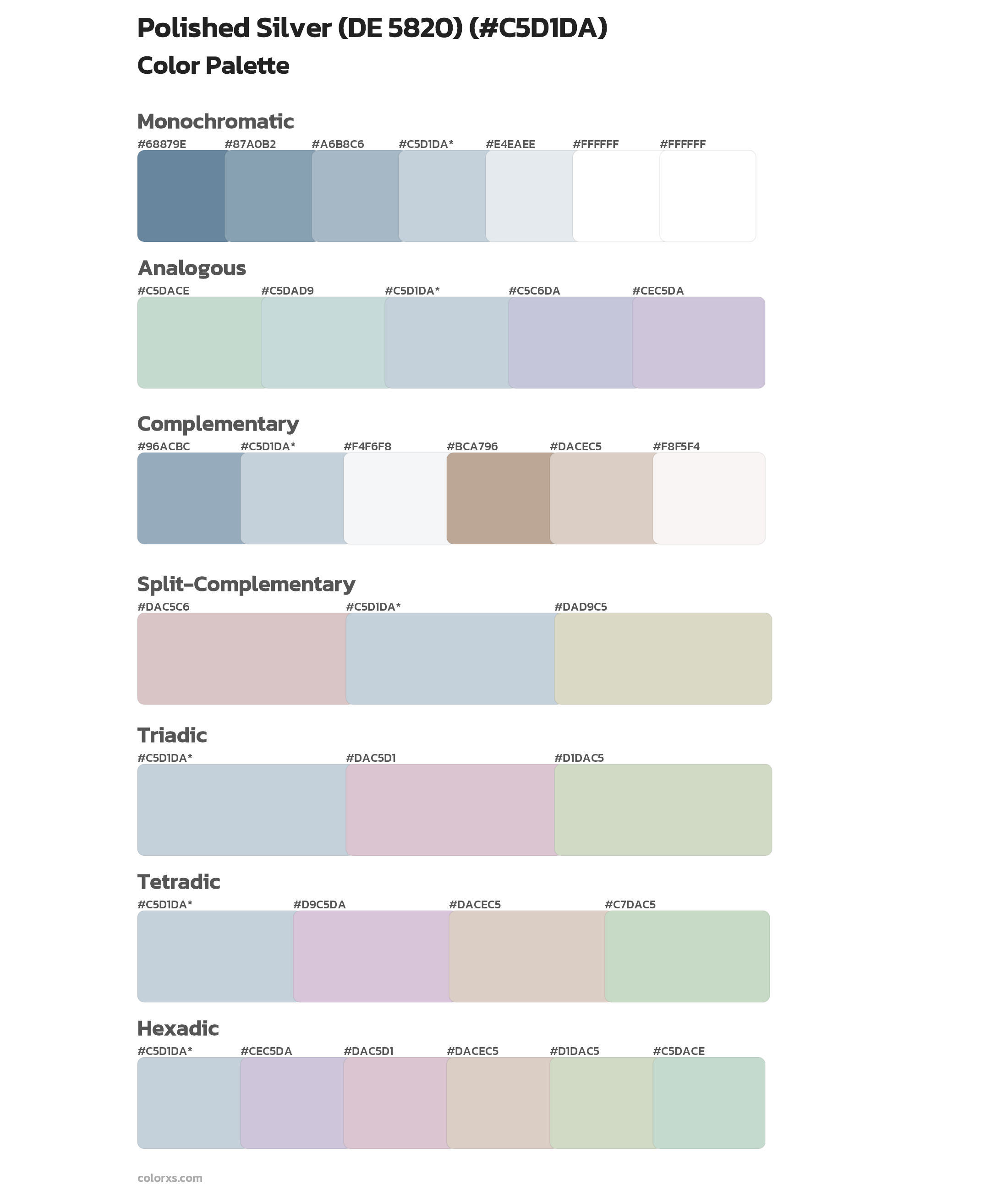 Polished Silver (DE 5820) Color Scheme Palettes