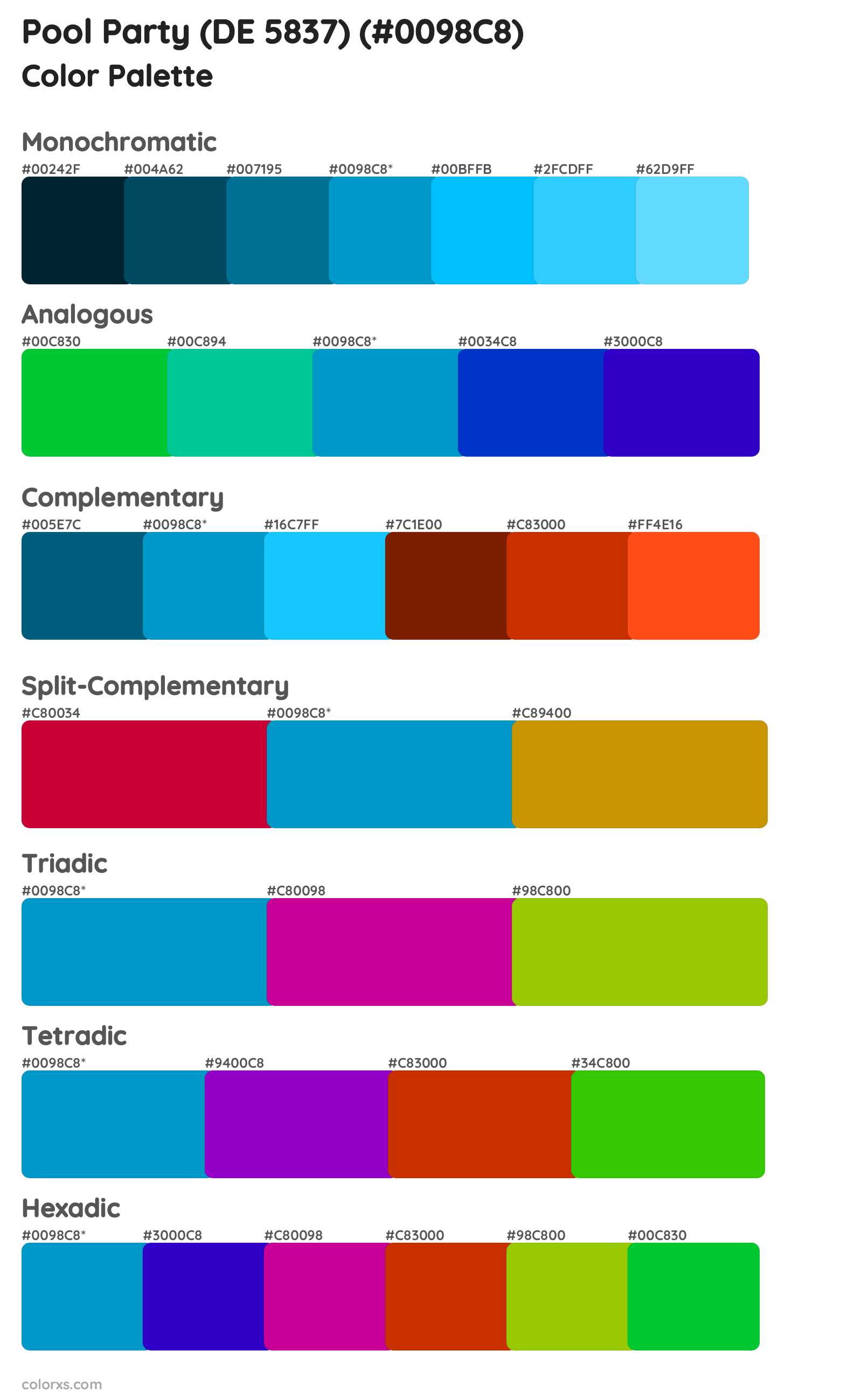 Pool Party (DE 5837) Color Scheme Palettes
