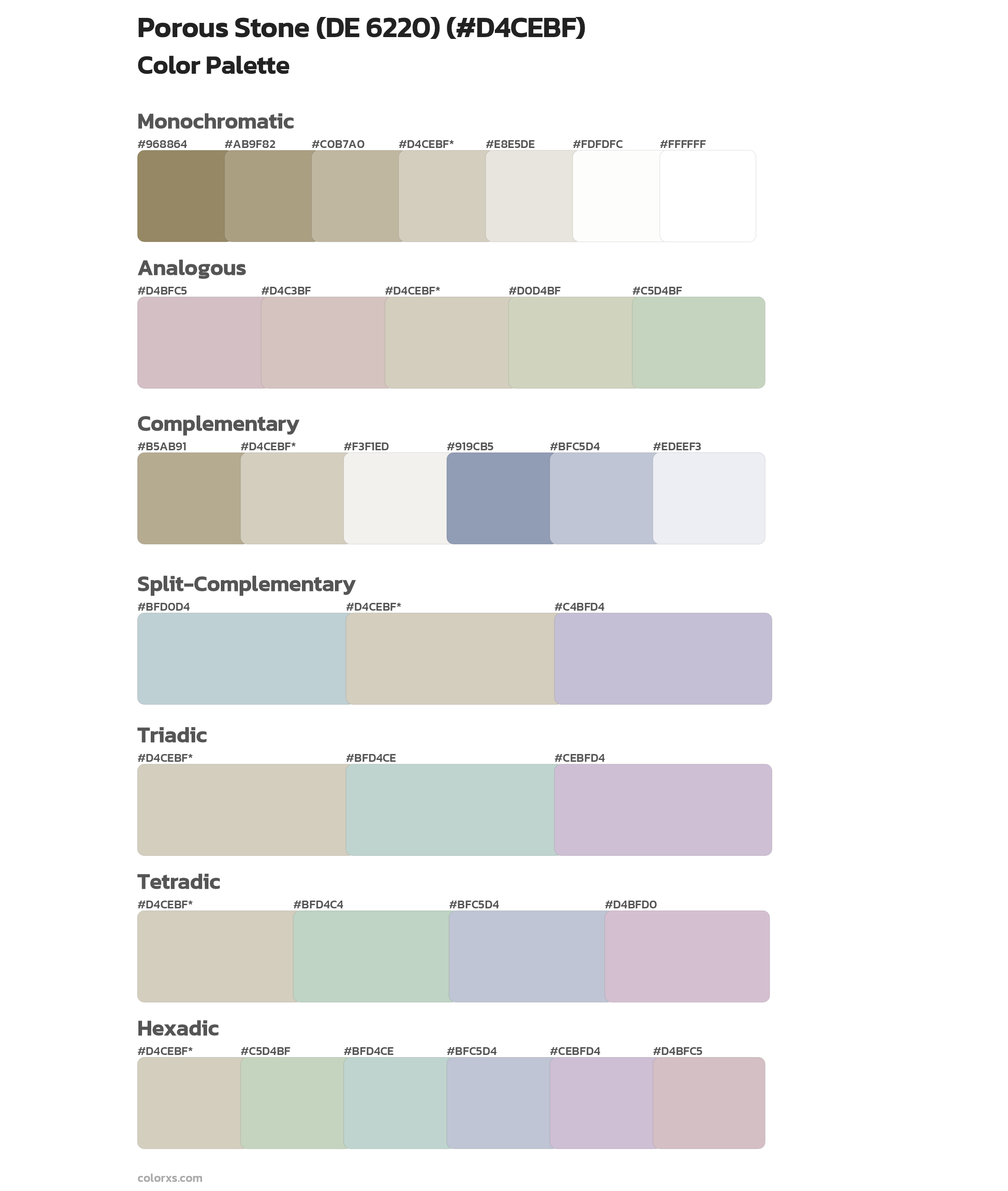 Porous Stone (DE 6220) Color Scheme Palettes