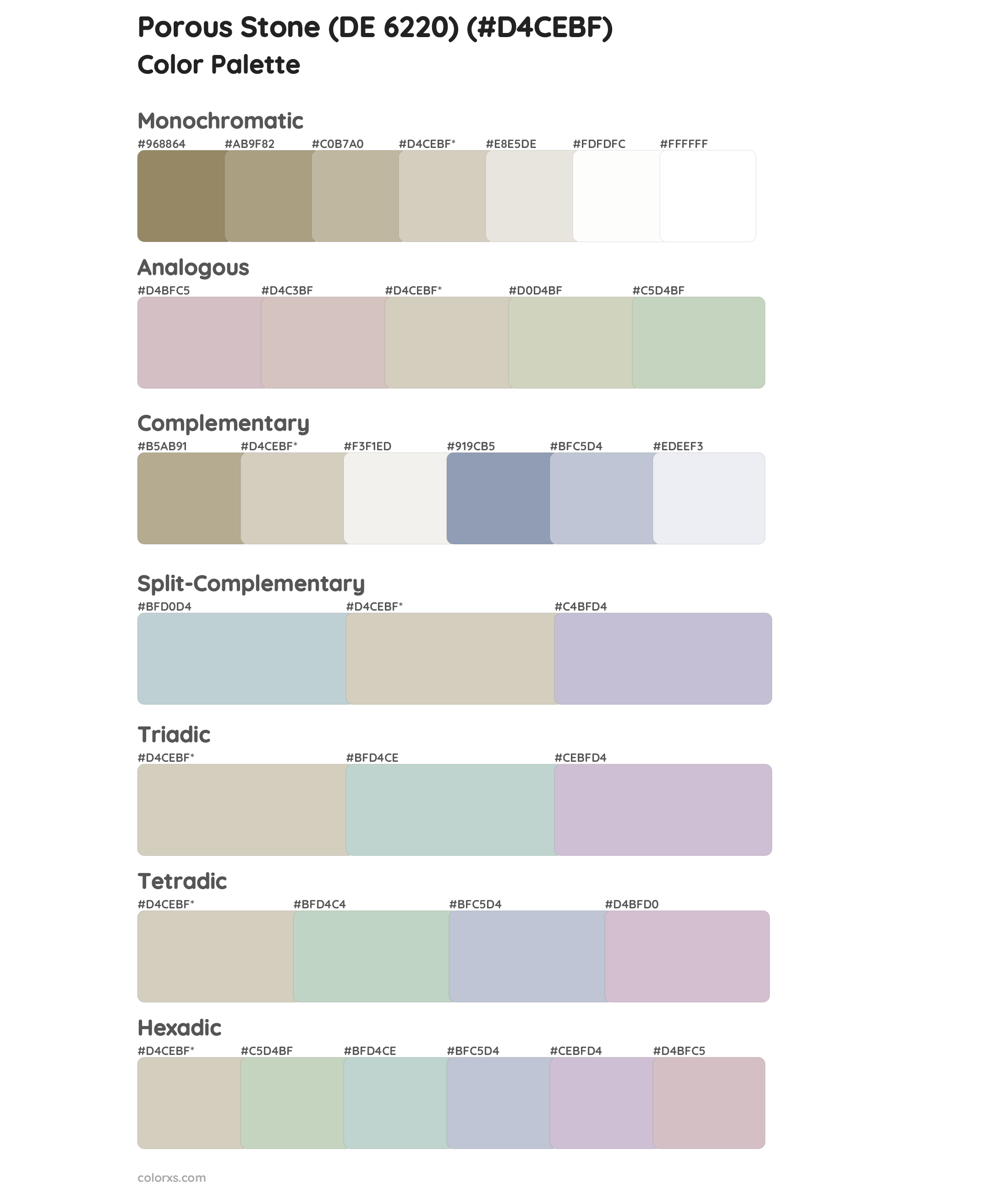 Porous Stone (DE 6220) Color Scheme Palettes
