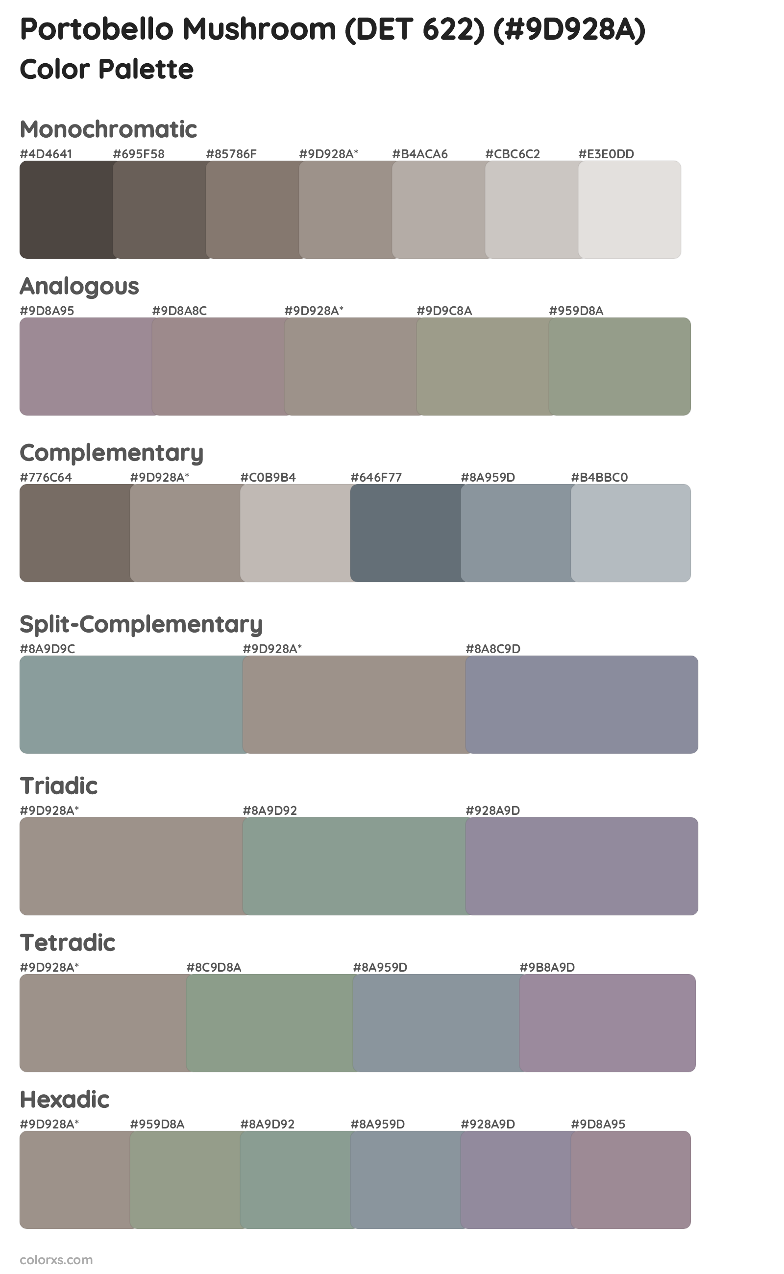 Portobello Mushroom (DET 622) Color Scheme Palettes