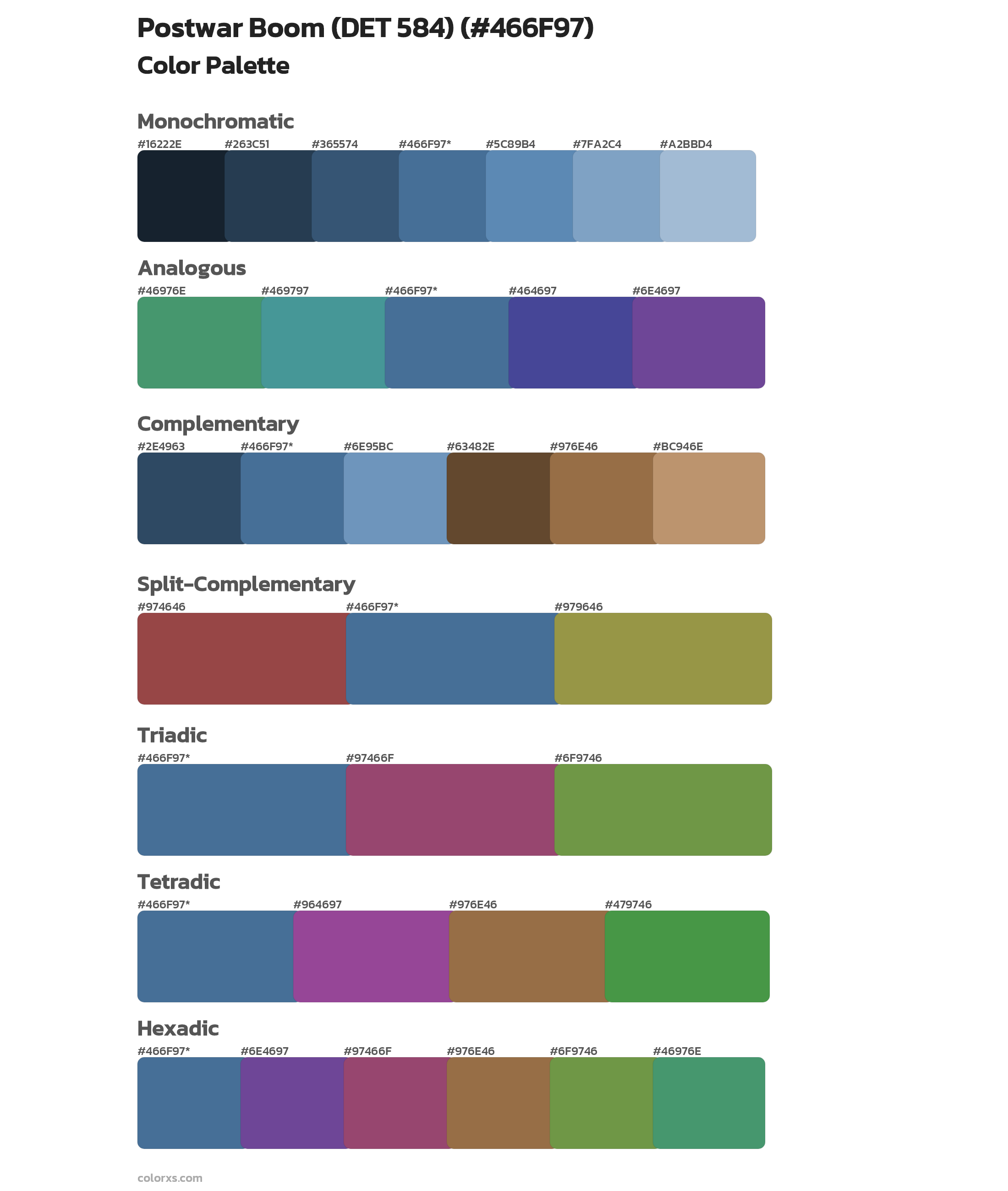 Postwar Boom (DET 584) Color Scheme Palettes