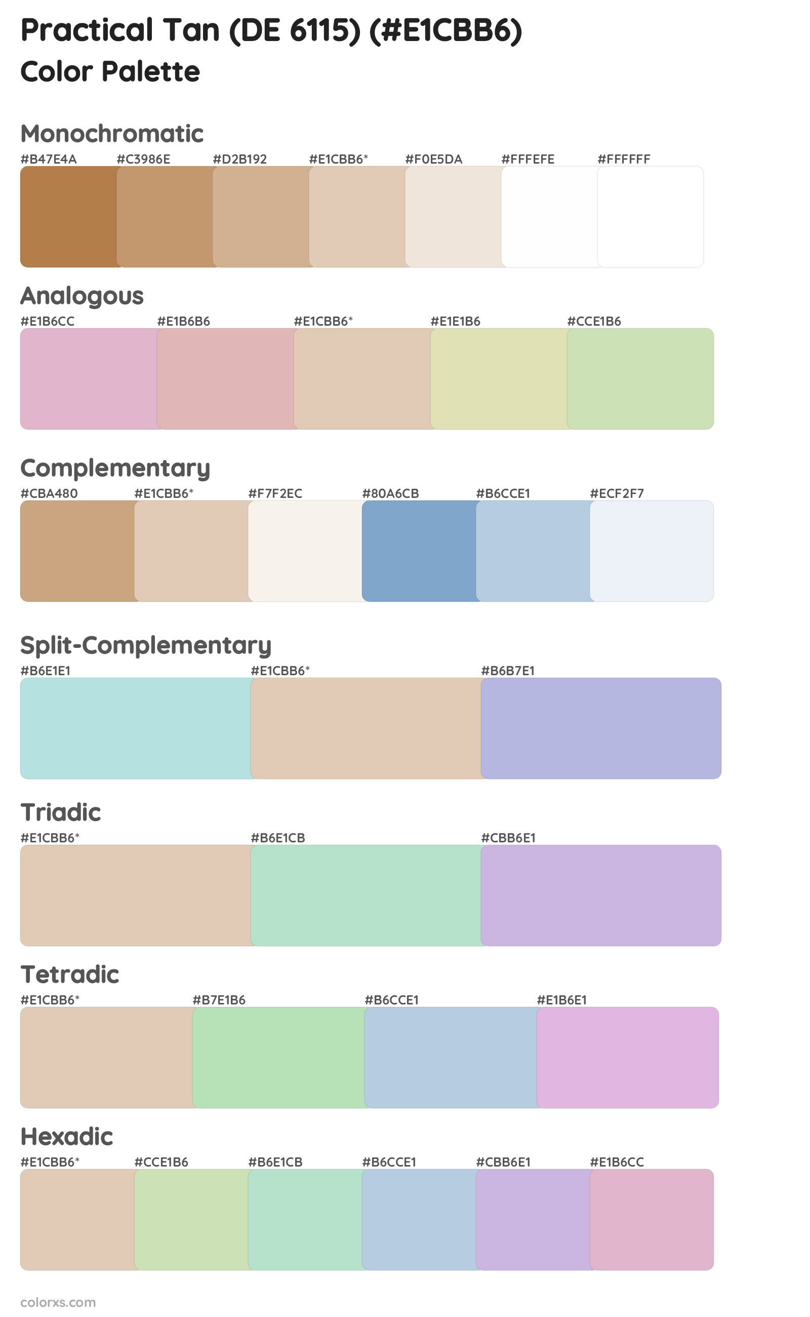 Practical Tan (DE 6115) Color Scheme Palettes