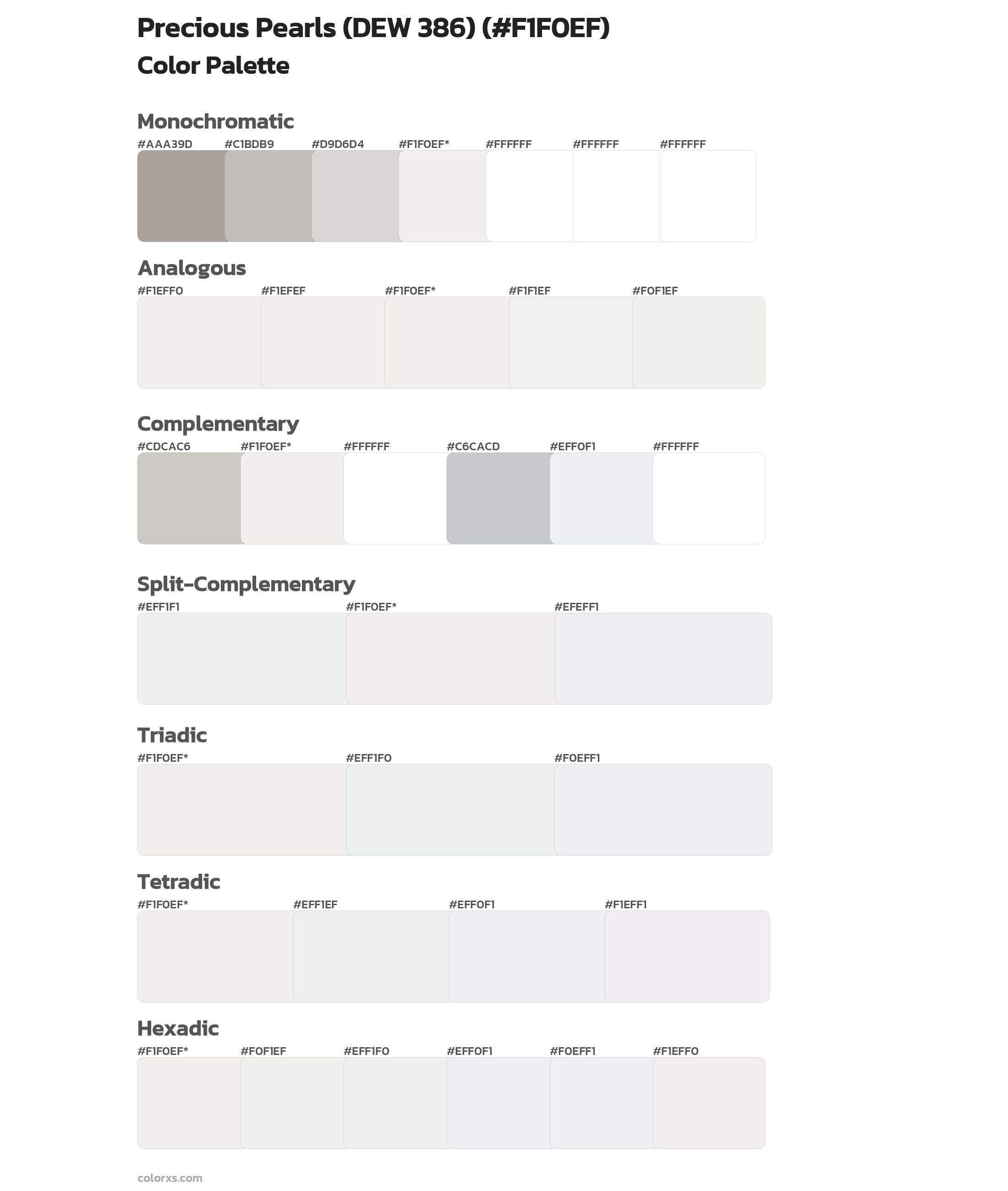 Precious Pearls (DEW 386) Color Scheme Palettes