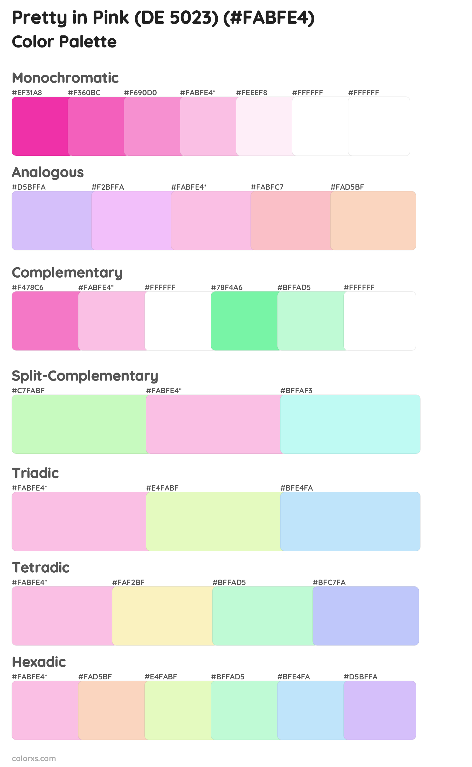 Pretty in Pink (DE 5023) Color Scheme Palettes