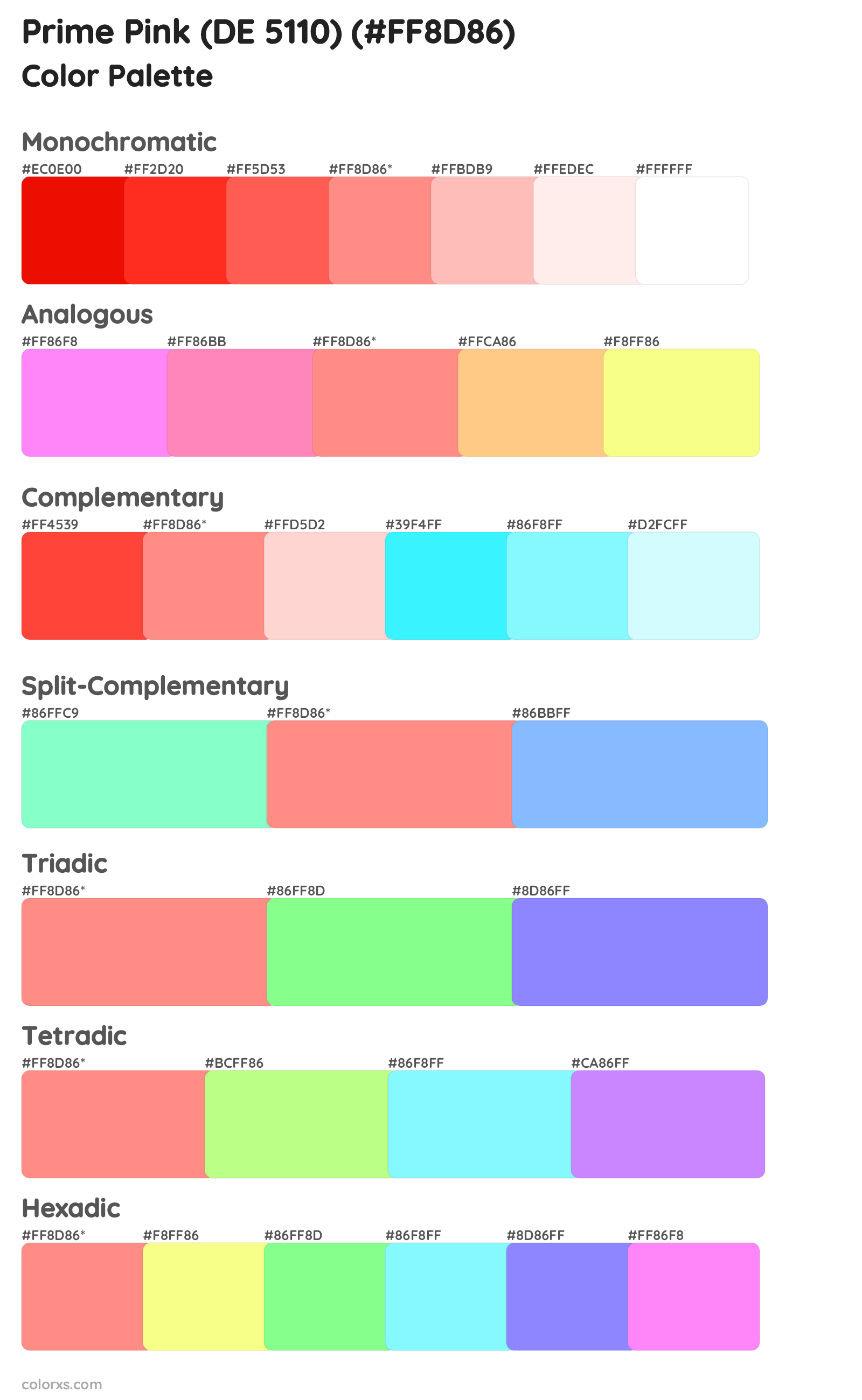 Prime Pink (DE 5110) Color Scheme Palettes