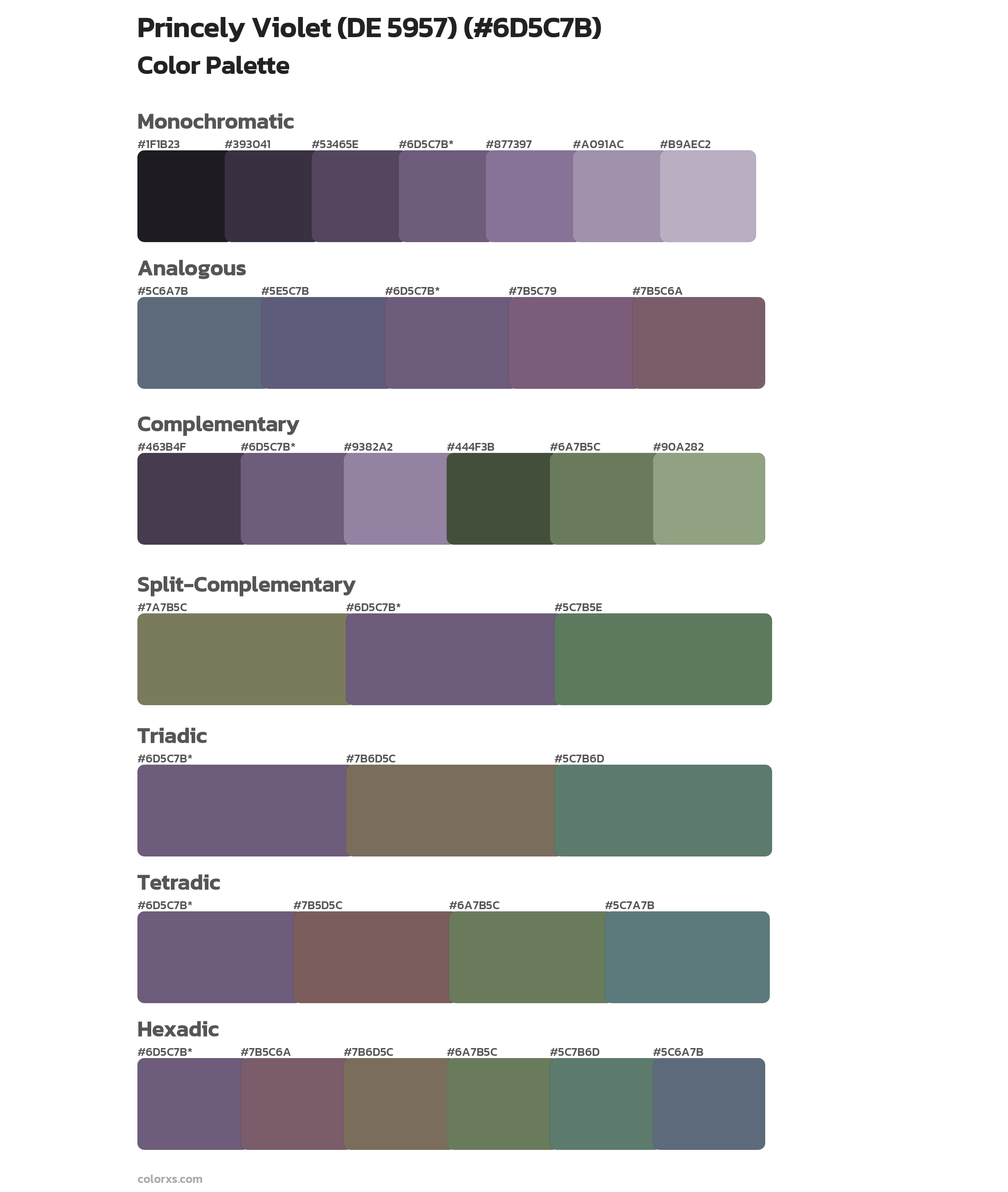 Princely Violet (DE 5957) Color Scheme Palettes