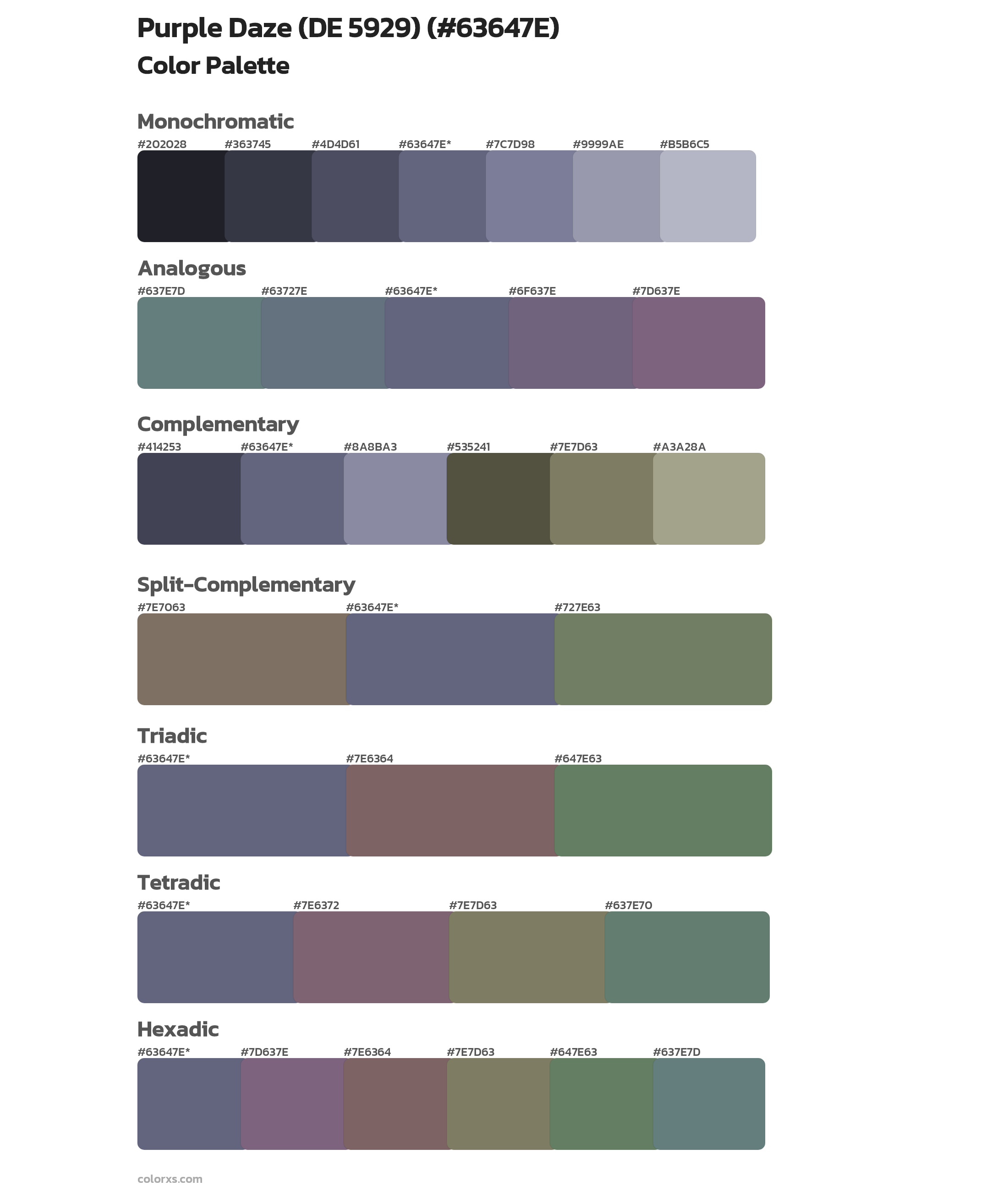 Purple Daze (DE 5929) Color Scheme Palettes