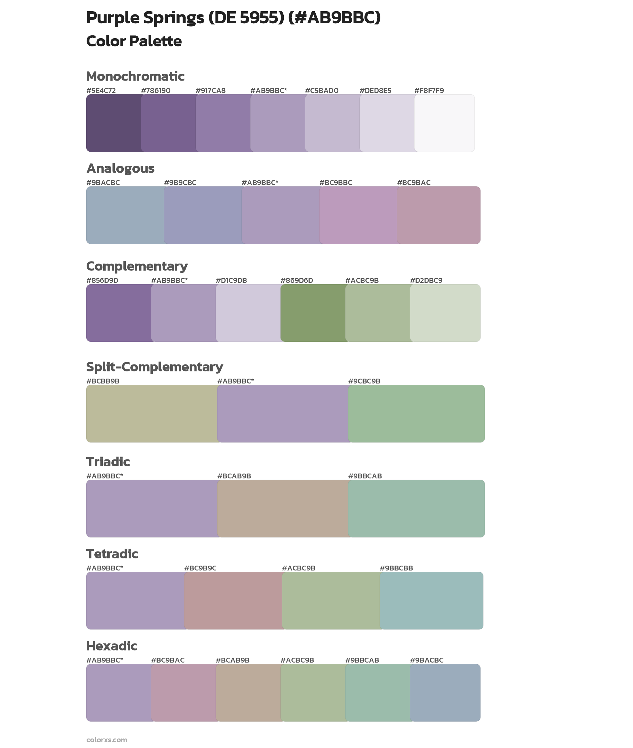 Purple Springs (DE 5955) Color Scheme Palettes