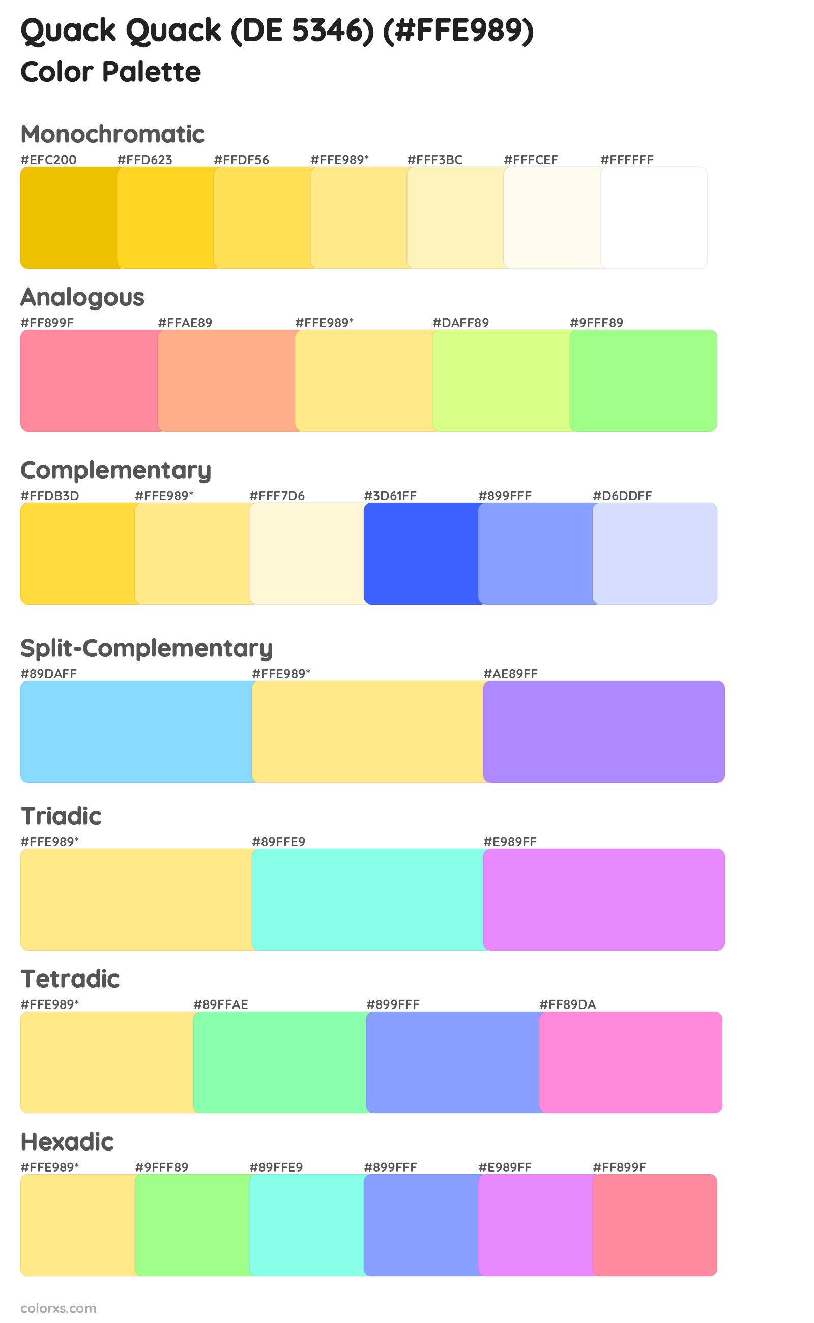 Quack Quack (DE 5346) Color Scheme Palettes