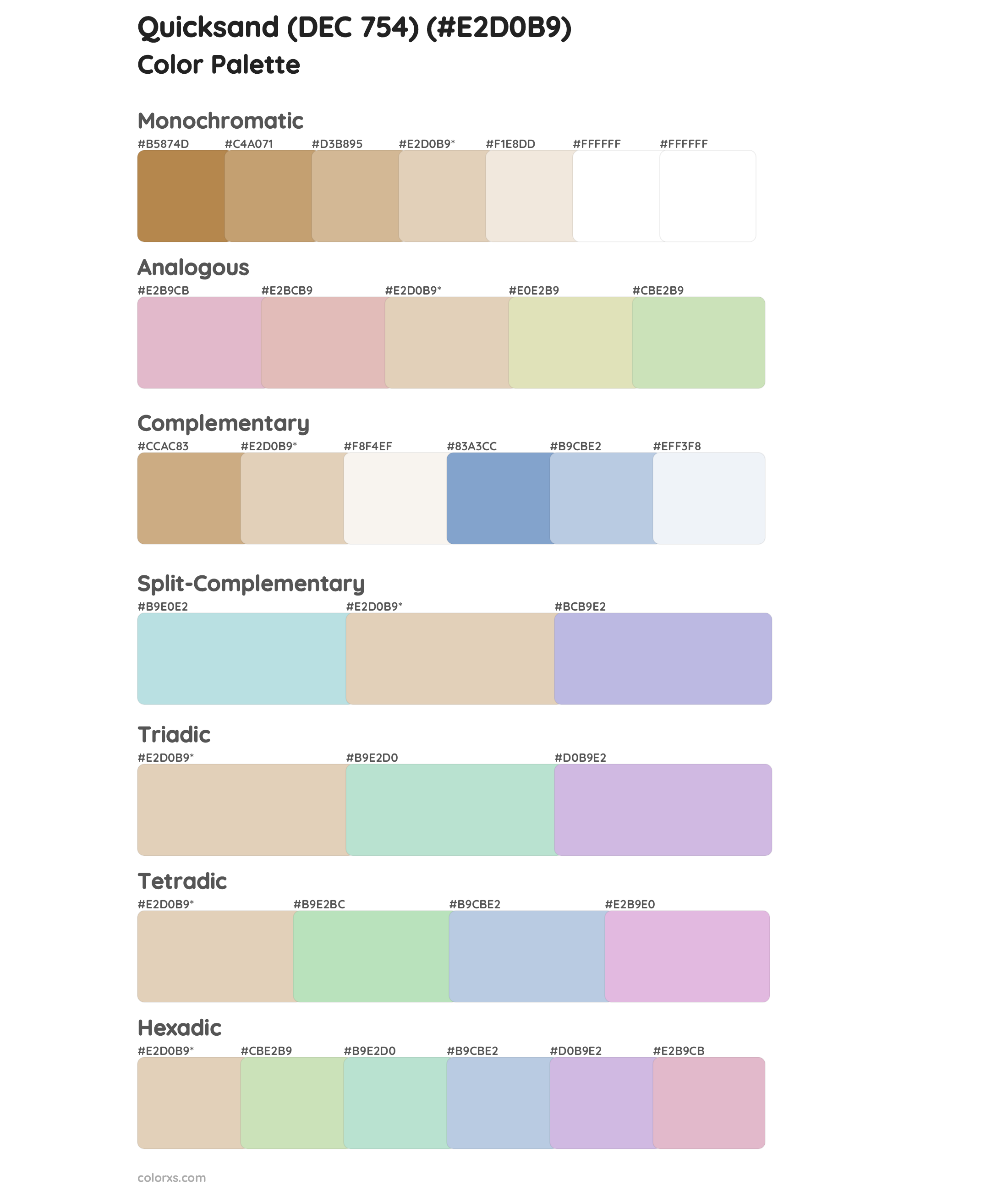 Quicksand (DEC 754) Color Scheme Palettes