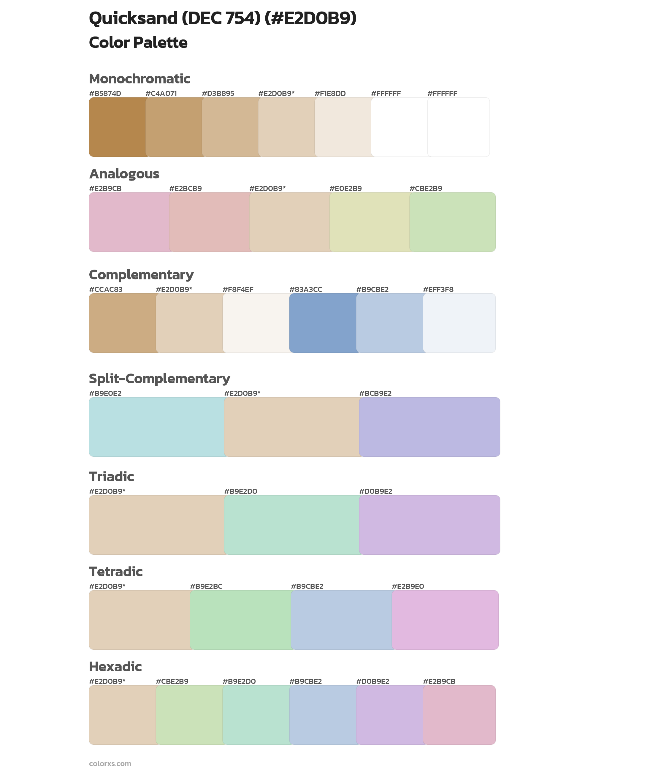 Quicksand (DEC 754) Color Scheme Palettes