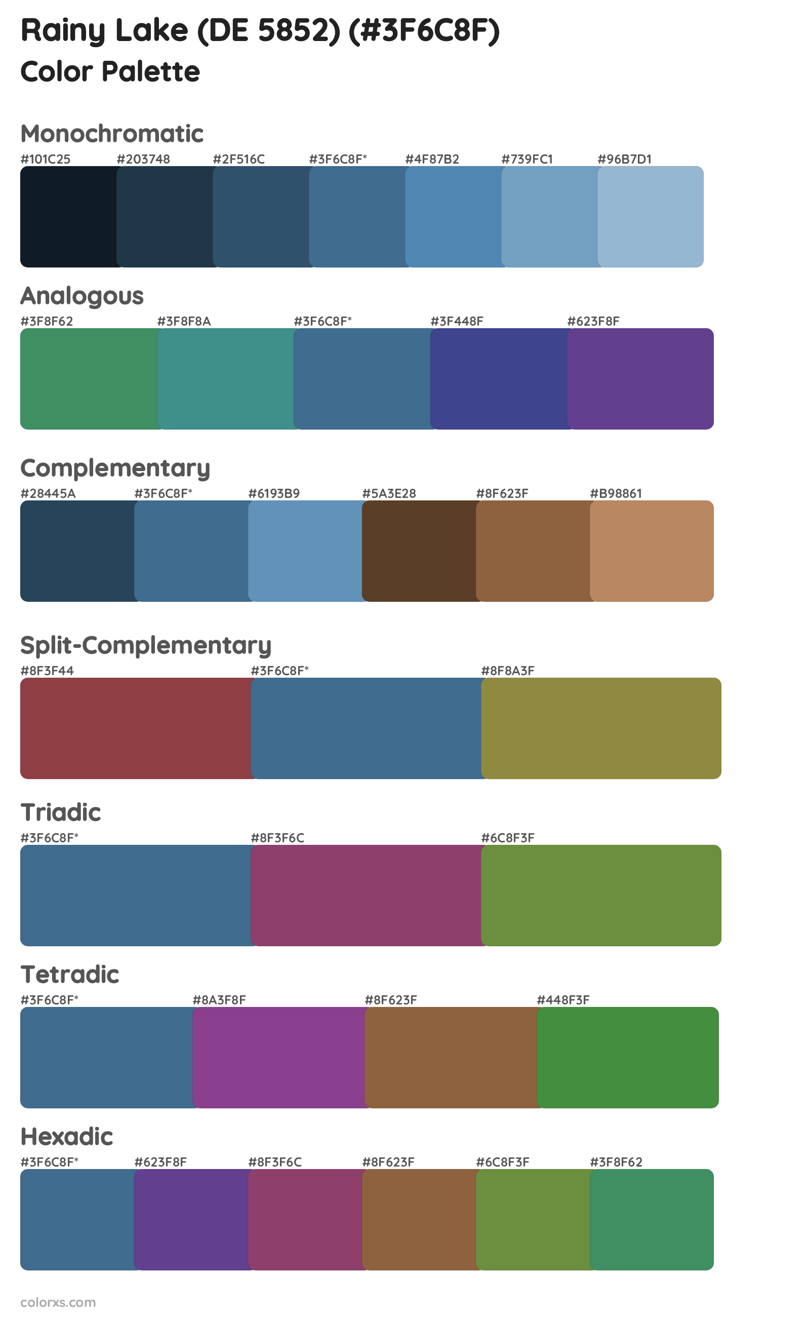 Rainy Lake (DE 5852) Color Scheme Palettes