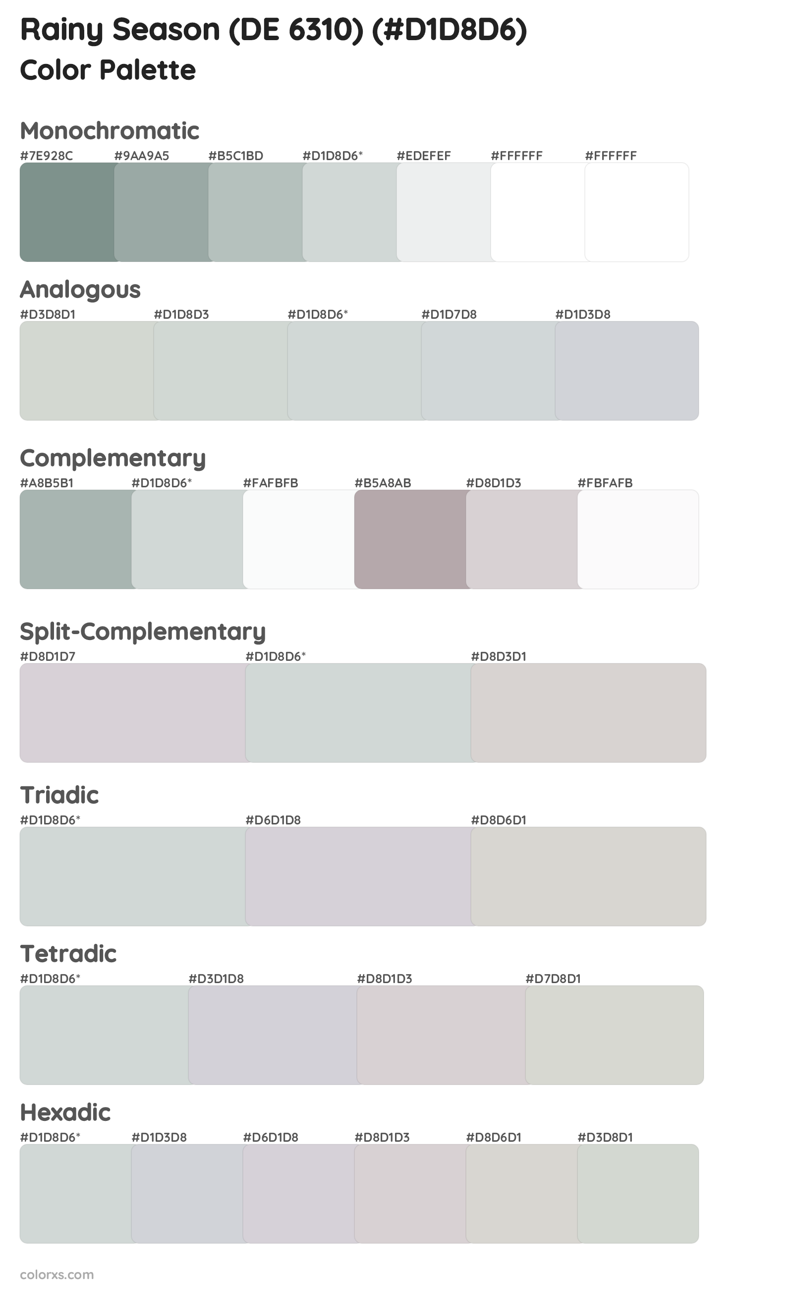 Rainy Season (DE 6310) Color Scheme Palettes