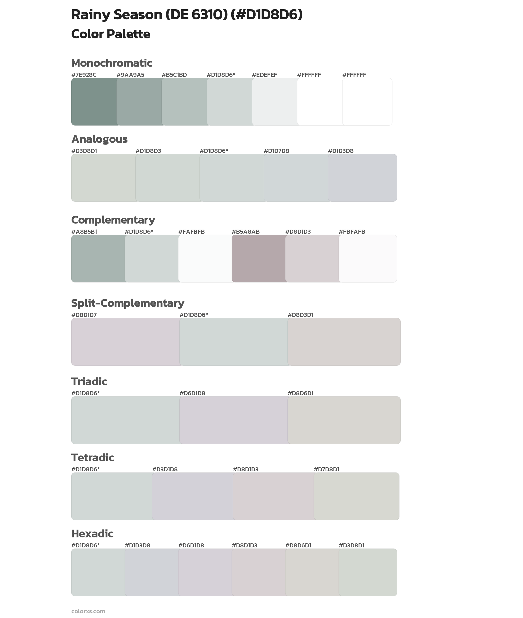 Rainy Season (DE 6310) Color Scheme Palettes