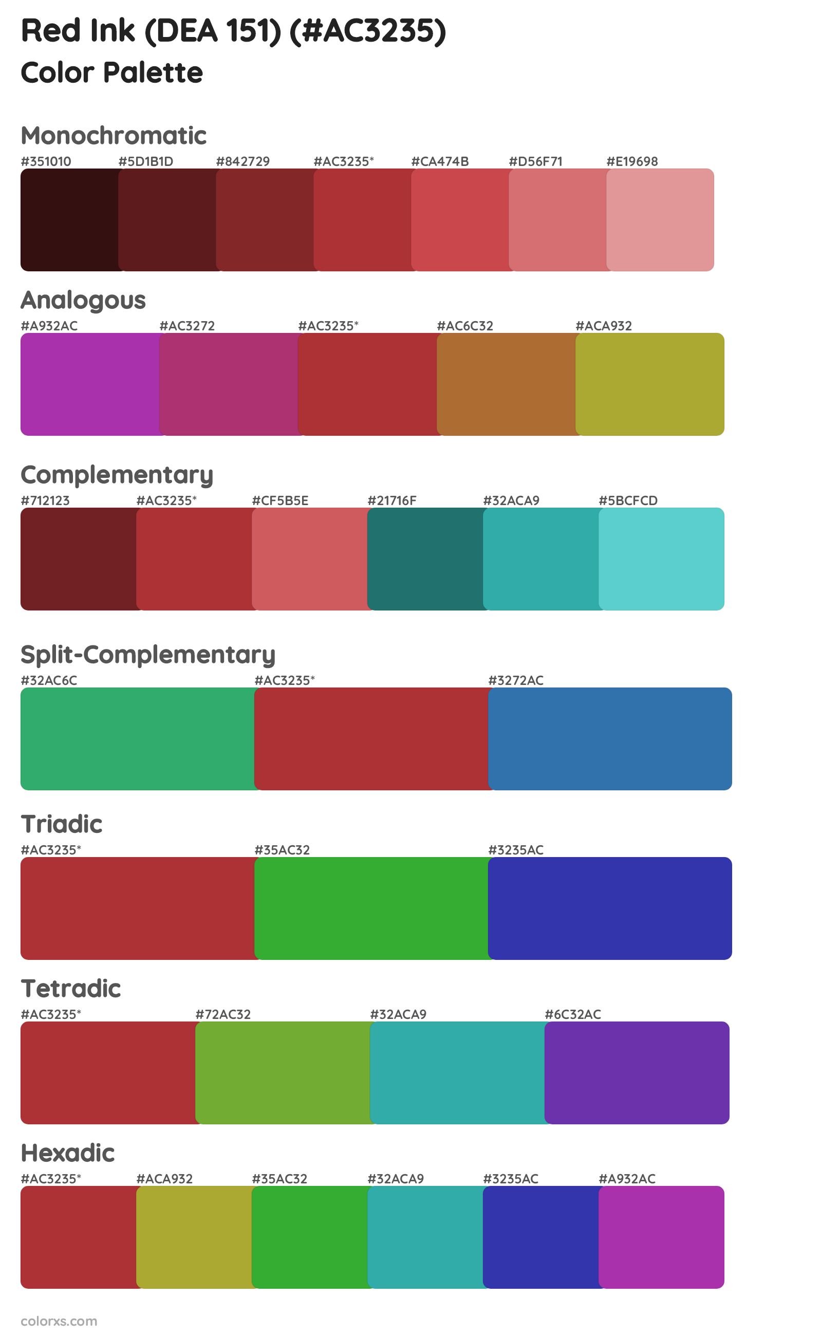 Red Ink (DEA 151) Color Scheme Palettes