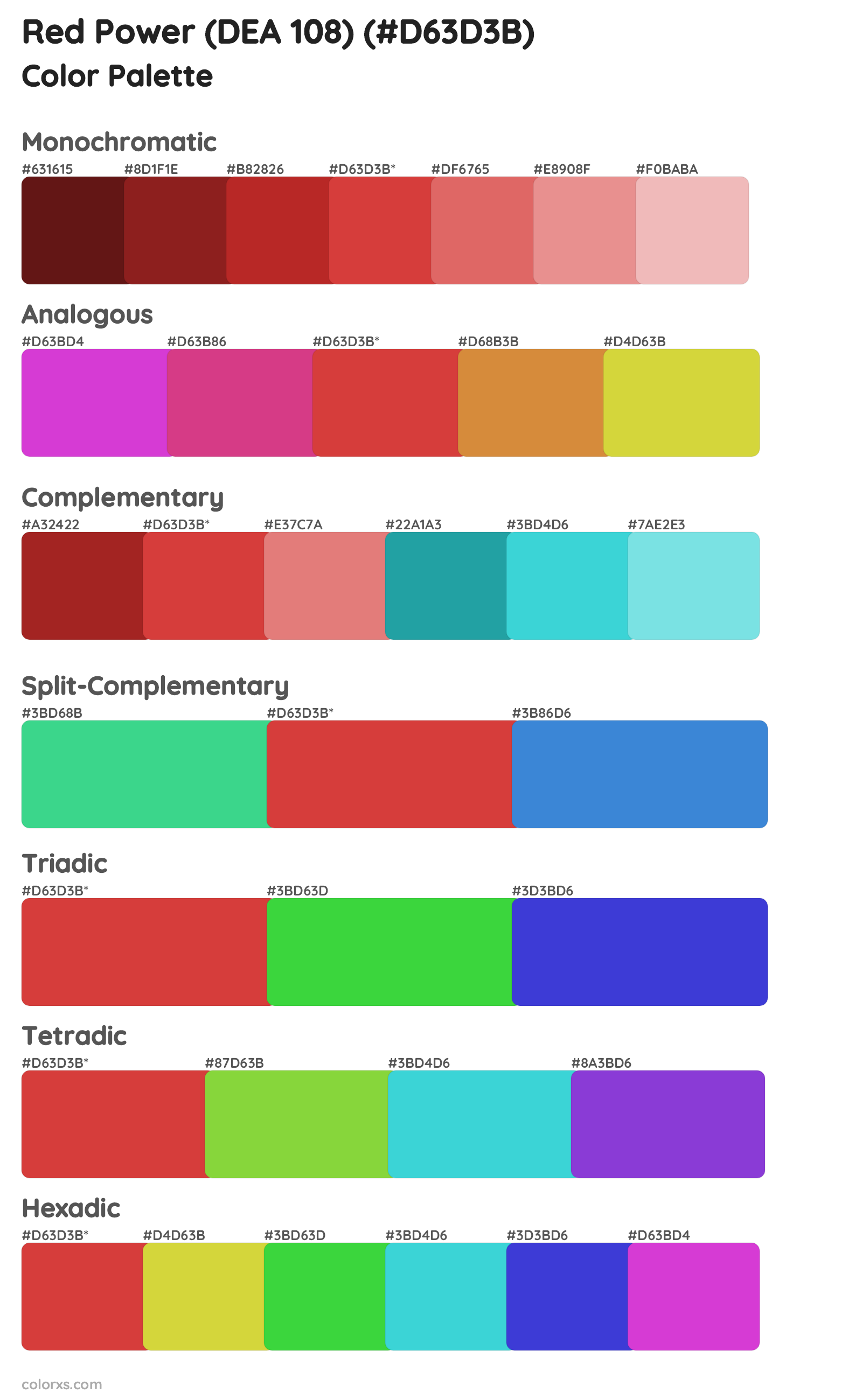 Red Power (DEA 108) Color Scheme Palettes