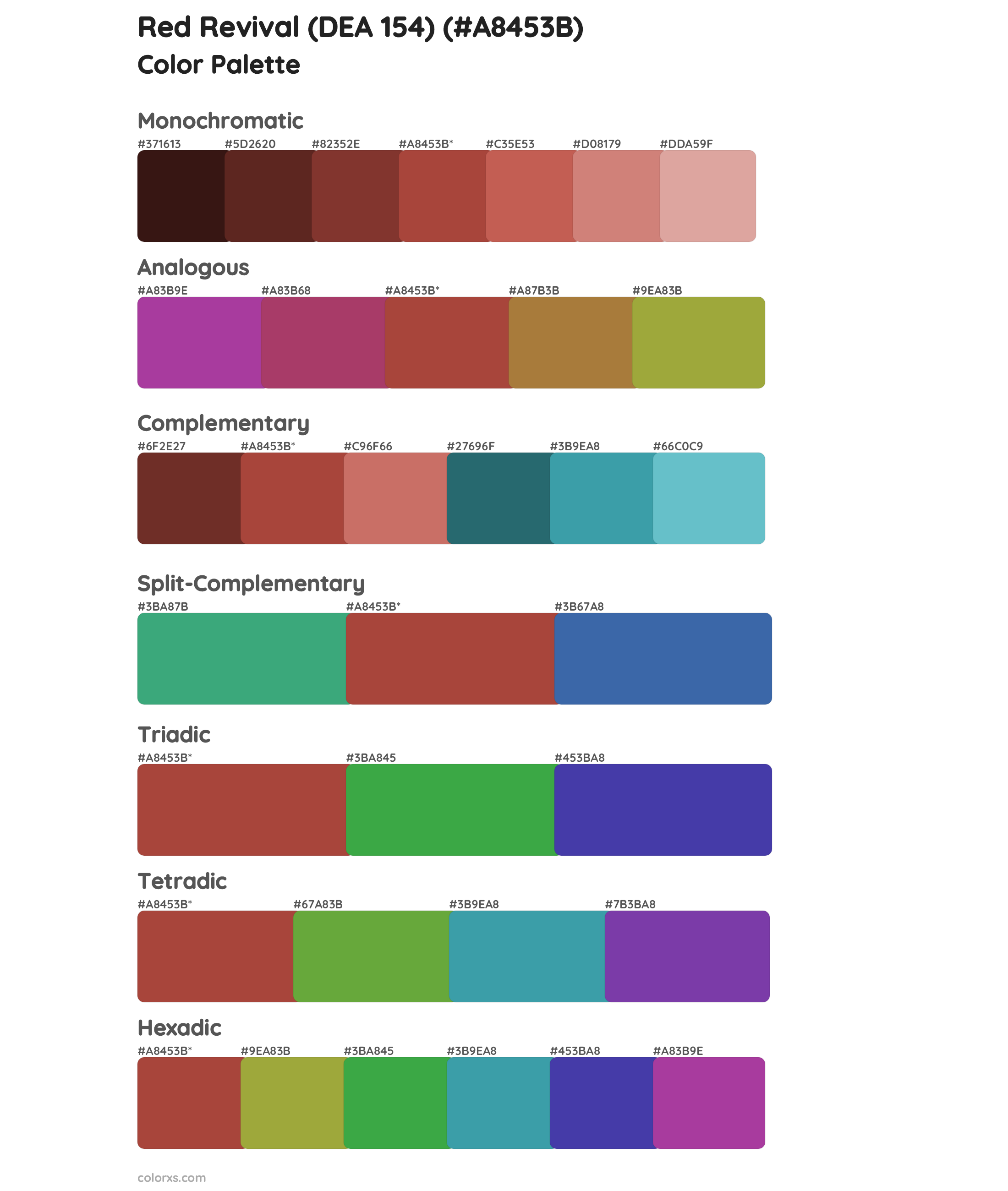 Red Revival (DEA 154) Color Scheme Palettes